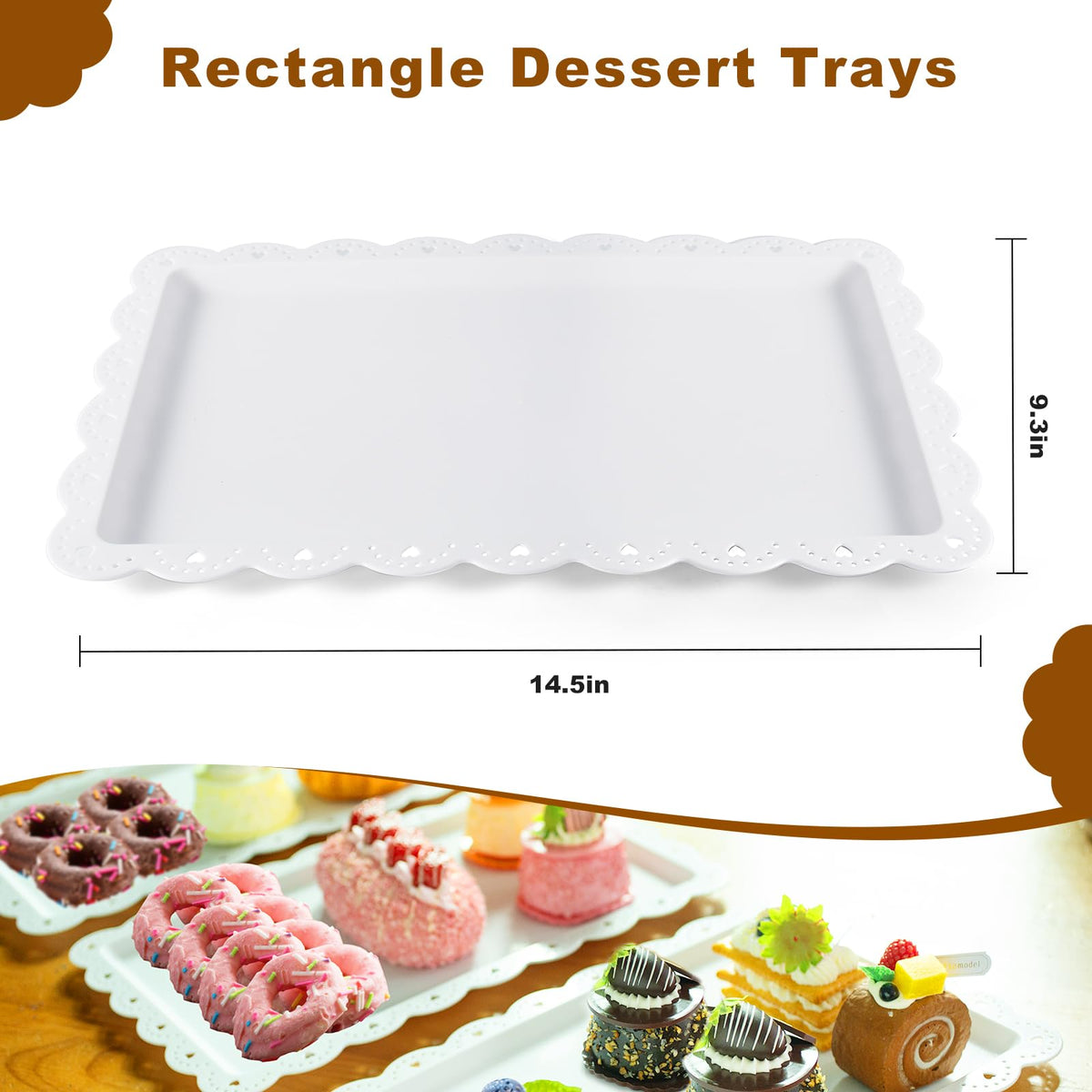 10 Pack Dessert Table Display Set, 4 Sets 3 Tier Cupcake Stand, 6 Pcs Food Serving Trays, Tiered White Plastic Cup Cake Tower for Birthday Baby Shower Wedding and Tea Party Supplies (10, Large)