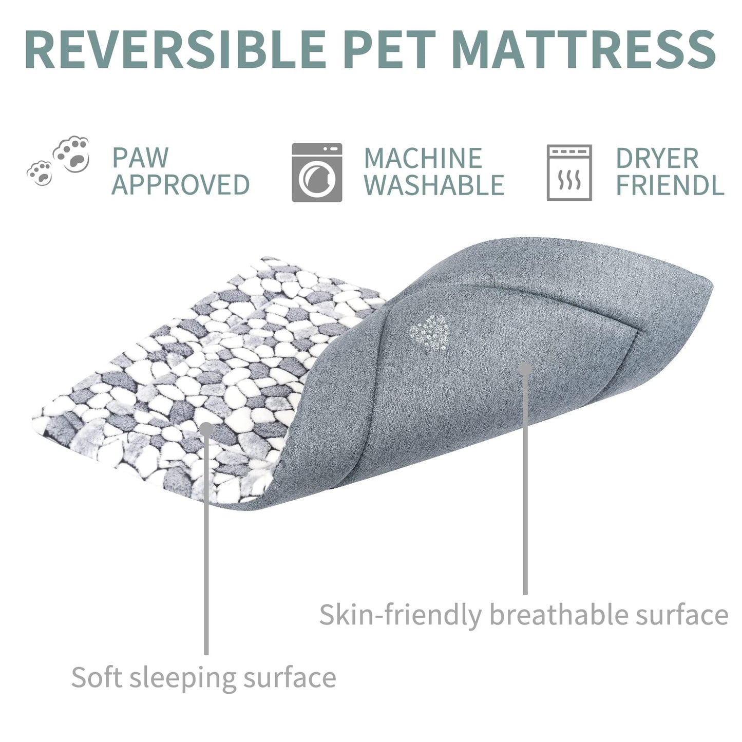 VANKEAN Dog Crate Mat, Reversible Dog Crate Pad (Cool & Warm), Machine Washable Pet Sleeping Mats for Small to XXX-Large Dogs and Cats