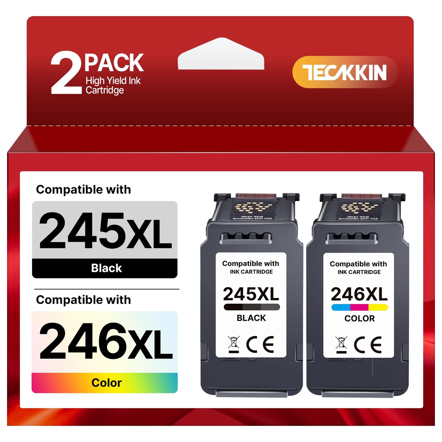 PG-245 XL/CL-246 XL High Capacity Combo Pack for Canon 245XL/Black and The 246XL/Color Works with Canon Pixma MX490 MX492 MG2522 TR4520 MG3022 MG2520 TS3100 TS3122 TS3300 Printer(1 Black,1 Tri-Color)
