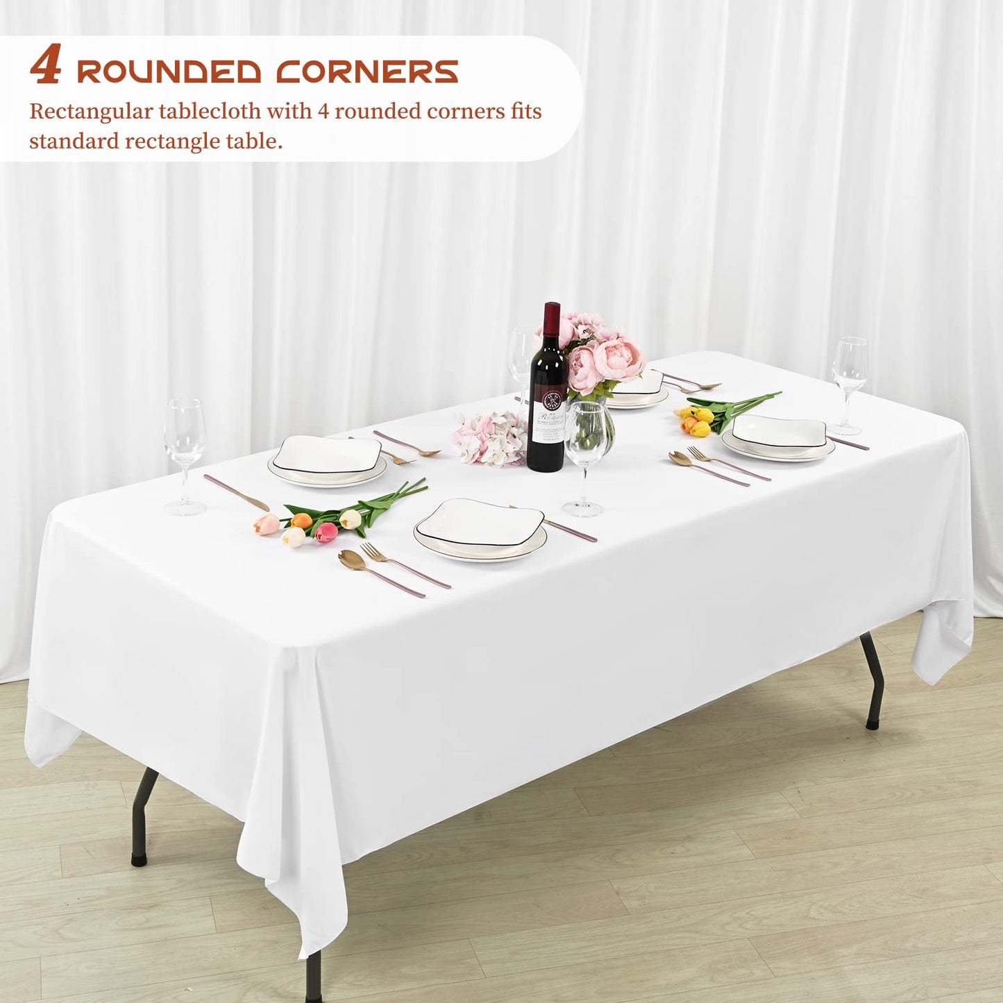 10 Pack Table Cloth White Tablecloth 60 x 102 Inch, Rectangle Table Cloth for 6 Foot Table, Wrinkle Resistant Washable Polyester Table Cover for Wedding Dining Table Buffet Parties and Camping