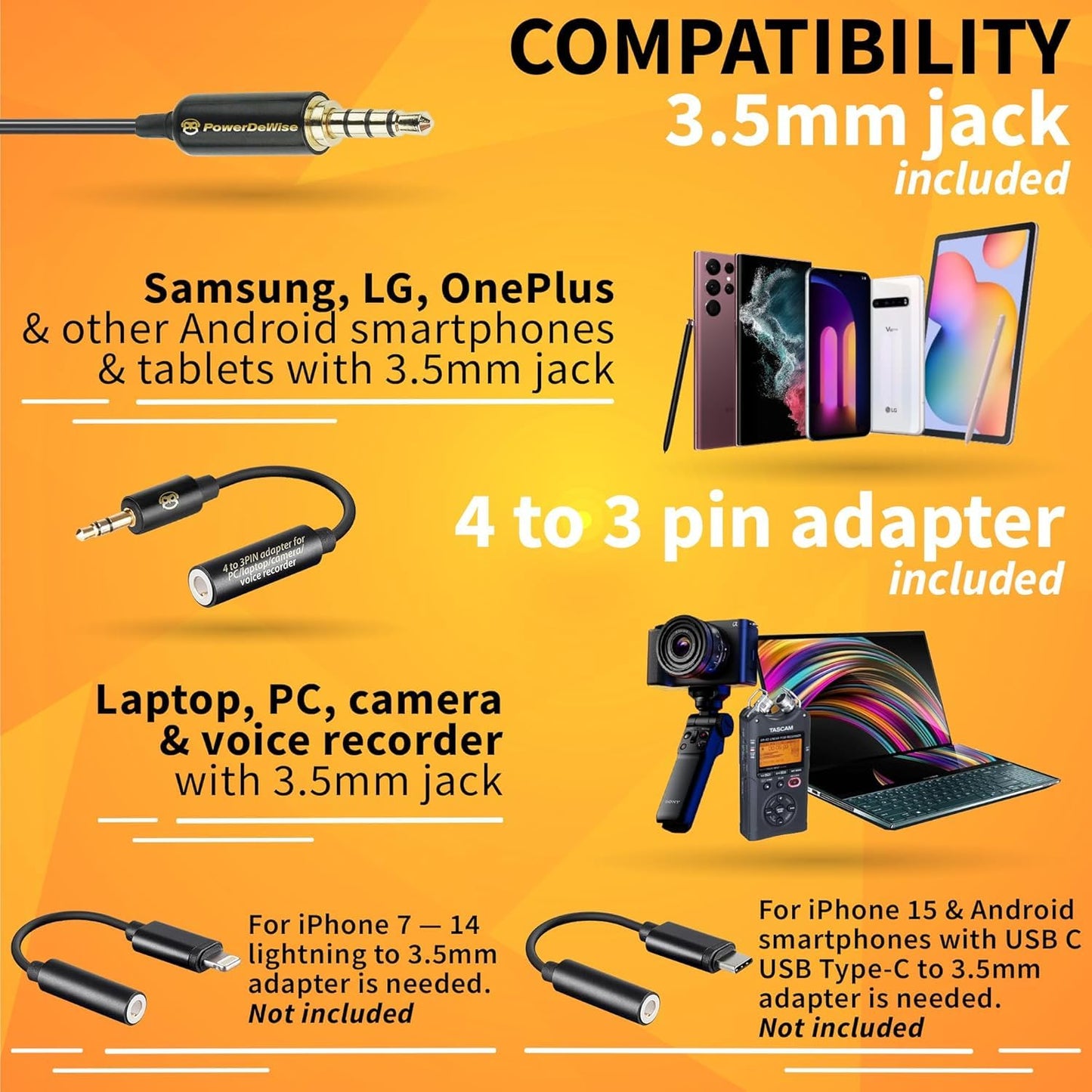Professional Grade 2 Lavalier Clip-On Microphones Set for Dual Interview - Double Lav Lapel Microphone - Use for iPhone Phone Camera - Blogging Video Recording Noise Cancelling 3.5mm Mic