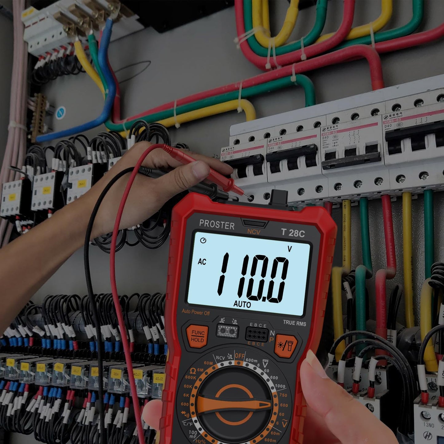 Proster Digital Multimeter 6000 Counts TRMS NCV Detector DC AC Voltage Current Meter Temperature Capacitance Resistance Diode Continuity HFE Tester Manual Multi Testers