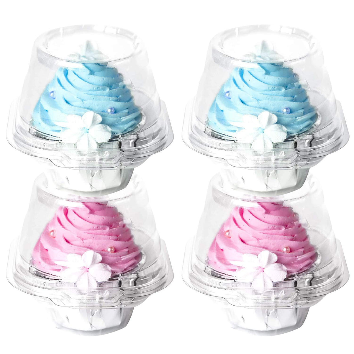 Hedume 120 Pack Individual Cupcake Container, BPA-Free Clear Plastic Single Deep Dome Stackable Individual Cupcake Box for Wedding, Party