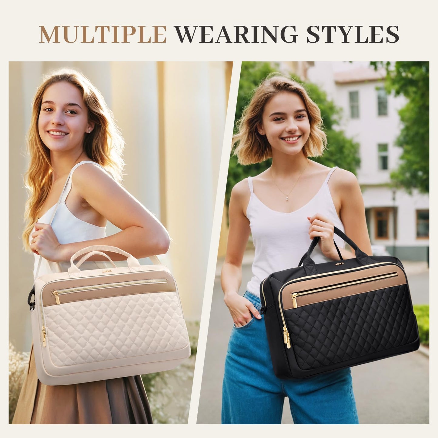 MDODO Large Laptop Bag for Women 15.6Inch Computer Briefcase Messenger Waterproof Handbag Shoulder Crossbody Work Tote Bag for Teacher Office Travel, Black