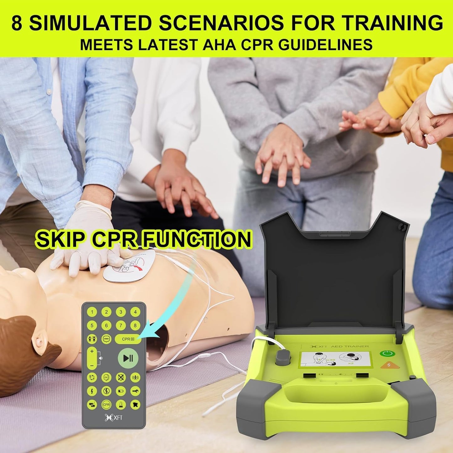 AED Trainer, XFT AED Training Kit CPR Training Equipment Training Device Automatic External Defibrillator Simulator, for First Aid Trainee Beginner 2024 New Version(XFT-120GA)
