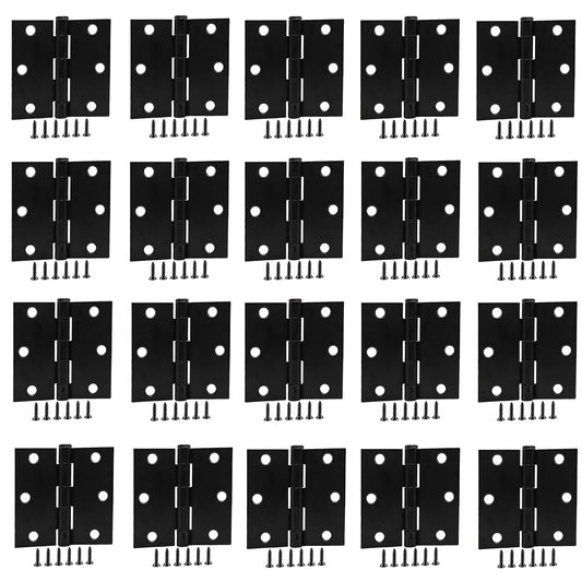 20 Pack Matte Black Door Hinges 3x3 Inch Standard Bedroom Door Hinge,Black Hinges for Interior Square Corners Door Hinge Hardware Door Flat Butt Hinges
