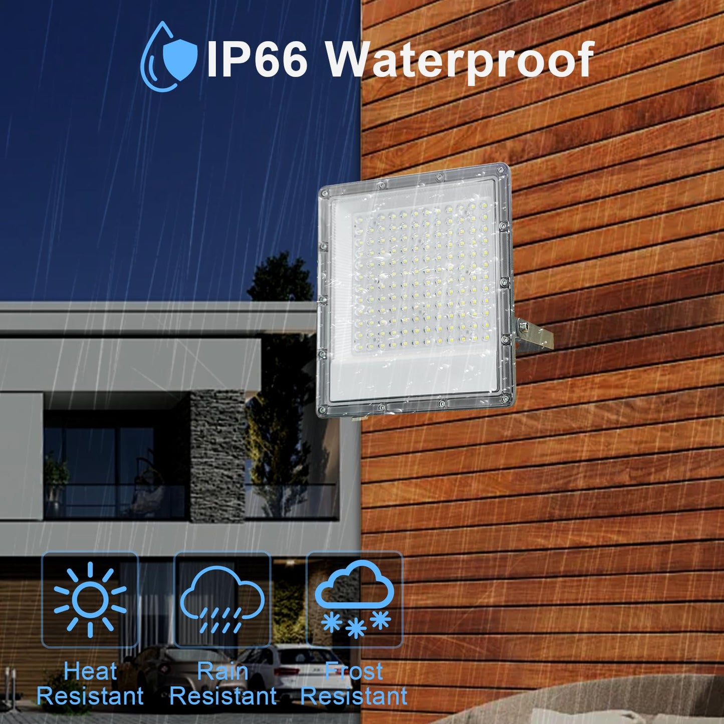 1 Pack 300W LED Flood Light Outdoor, Exterior Flood Lights, Outdoor Flood Lights, Plug in Flood Light, for Yard, Garden, Playground, Lawn, Garages,Basketball Court, Stadium