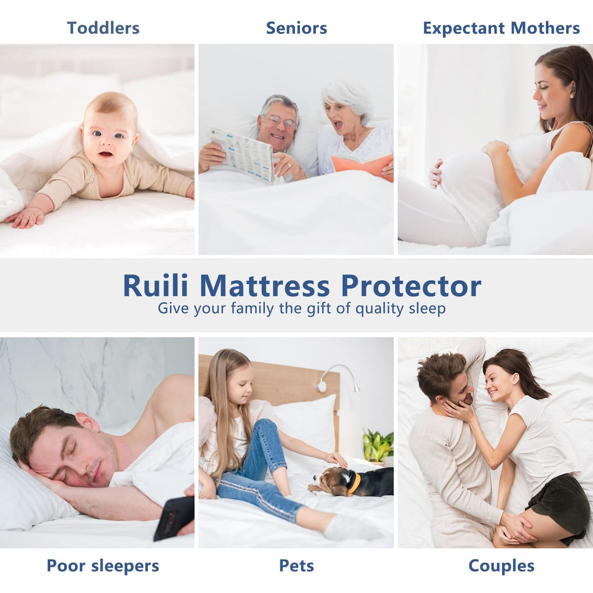 Twin XL Mattress Protector Waterproof Washable 2 Pack Mattress Padded Cover Fitted Extra Long College Dorm Size Bed Protection Noiseless Plastic Bed Pad Deep Pocket Up 18“ Soft&Breathable