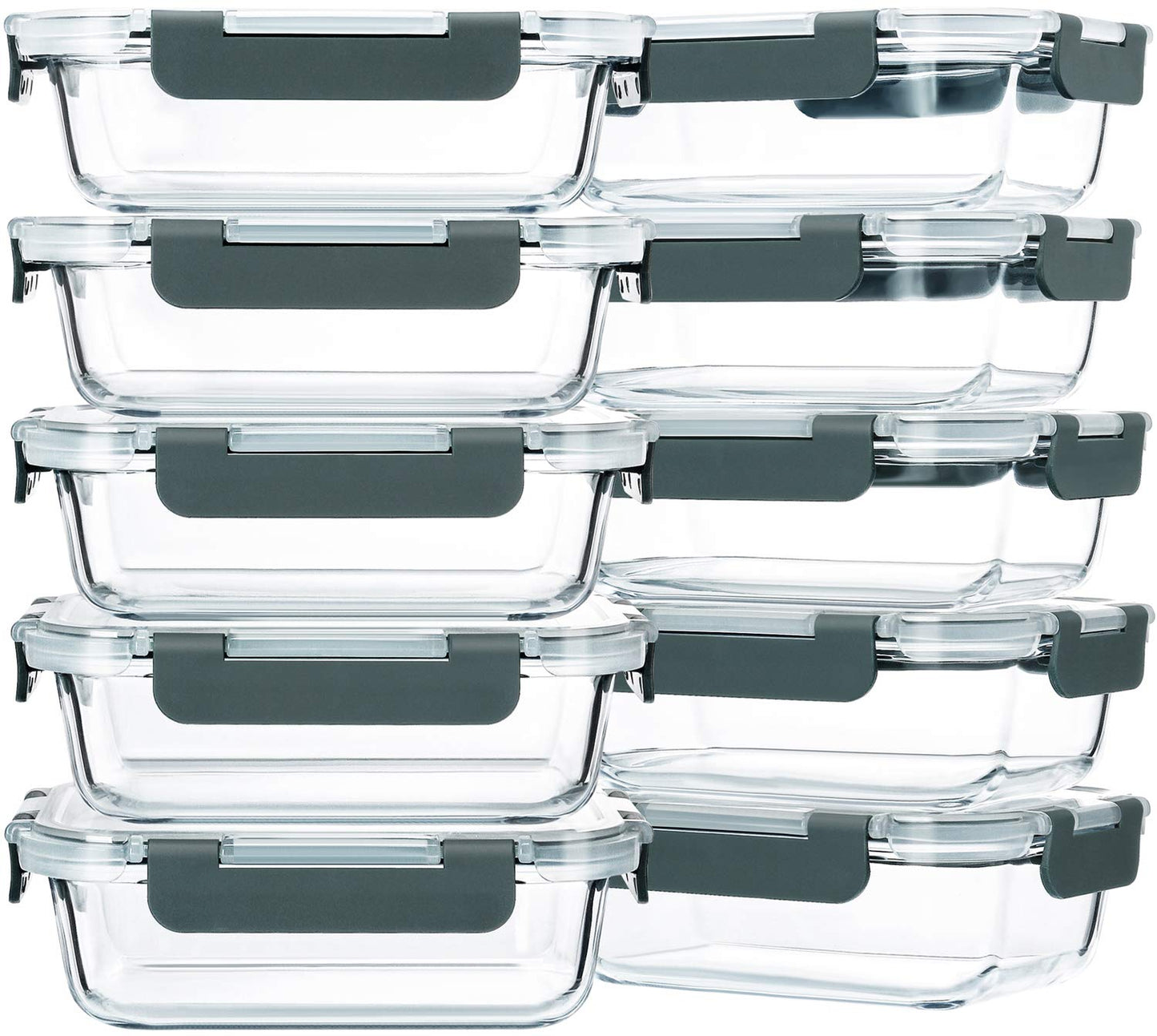 M MCIRCO 10-Pack 22 Oz Glass Meal Prep Containers with Lids - Microwave, Oven, Freezer & Dishwasher Safe