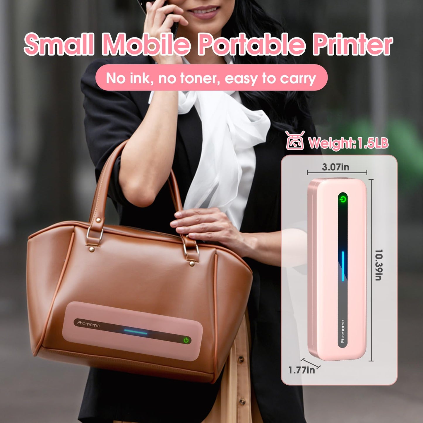 Phomemo M832 Portable Printer, Inkless Thermal Printer, Portable Printers Wireless for Travel, Support 8.5" X 11" & A4 Thermal Paper, Bluetooth Mobile Printer Compatible with iPhone Android Laptop