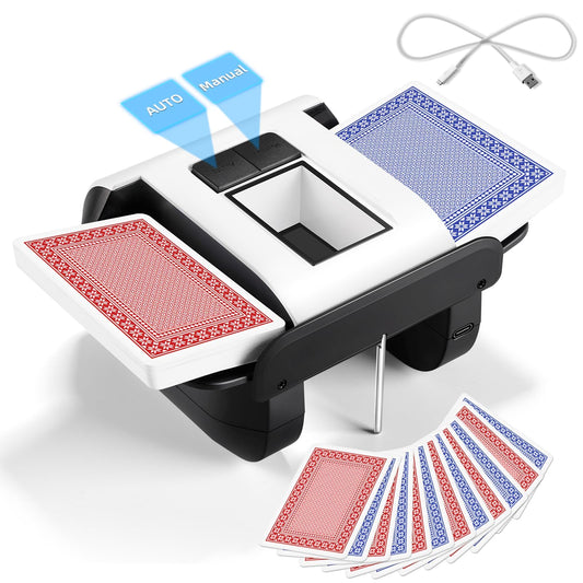BATURU Rechargeable Automatic Card Shuffler 2 Deck with Built-in 2000 mAh Battery – Fast, Reduced Jams, Low Noise, Compact & Lightweight, Ideal Uno Card Shuffler for Game Nights, Travel, and Parties