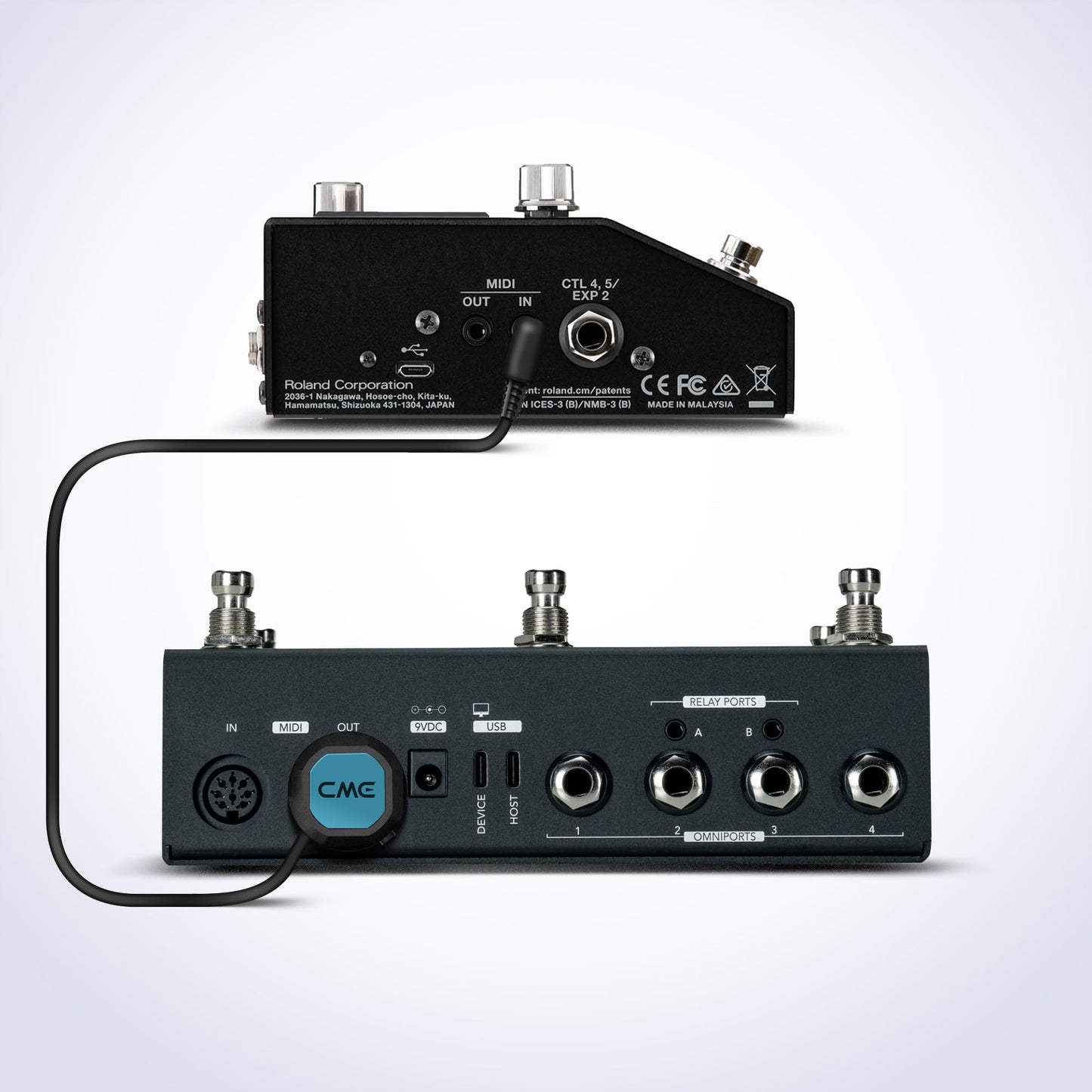 CME TRS MIDI Cable 4-Pack - TRS Type A (3.5mm - 1/8”) to 5-pin DIN, 2FT / 60CM, Low-Profile - Right Angle Ultra-Thin Plugs for Compact Spaces - Ideal for Synths & Pedalboards