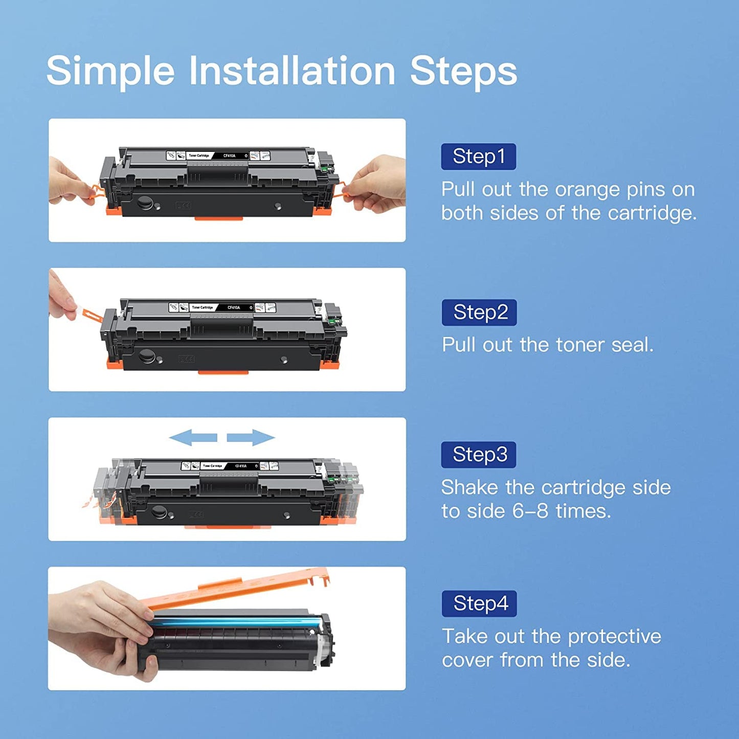(Latest Chip) 410A CF410A Toner Cartridge Replacement GPC Image for HP CF411A CF412A CF413A to use with Color Laserjet Pro MFP M477fdw M477fdn M477fnw Pro M452dn M452nw M452dw Printer Toner (4 Pack)