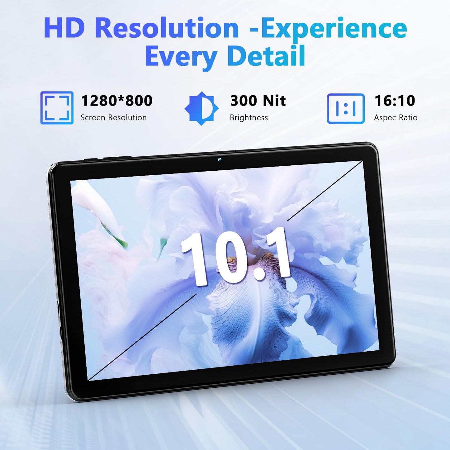 Android 15 Tablet 10 Inch, 18GB RAM 128GB ROM, 1280 x 800 IPS HD Widevine L1, Octa-Core, 1TB Expandable, WiFi 6, BT5.4, Dual Camera 5MP+8MP,6000mAh, GPS, Dual Speakers