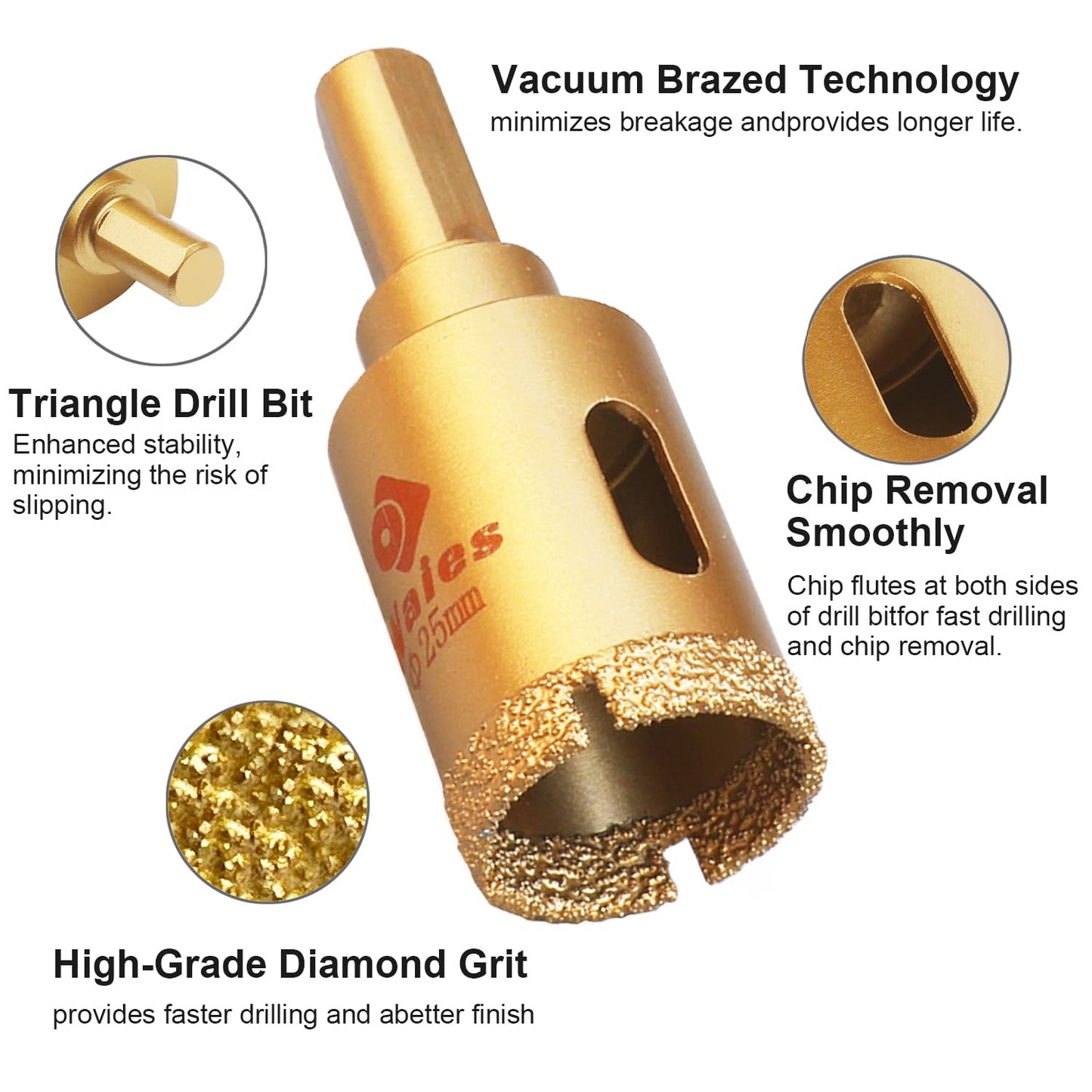 Waies 13 Packs Diamond Hole Saw Drill Bit Kit Wet/Dry - Serrated Brazed Core Set with Guide Jig for Ceramic, Glass, Tile, Marble, Granite, Gypsum (6mm-50mm)