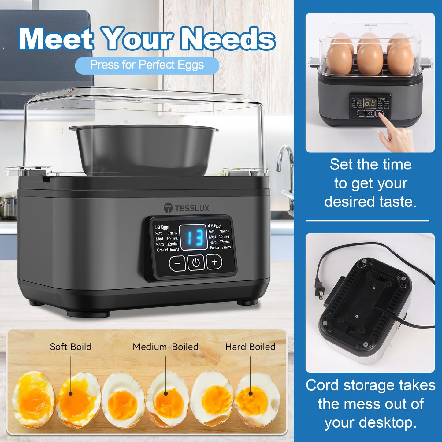 Tesslux Electric Rapid Egg Cooker, 6 Egg