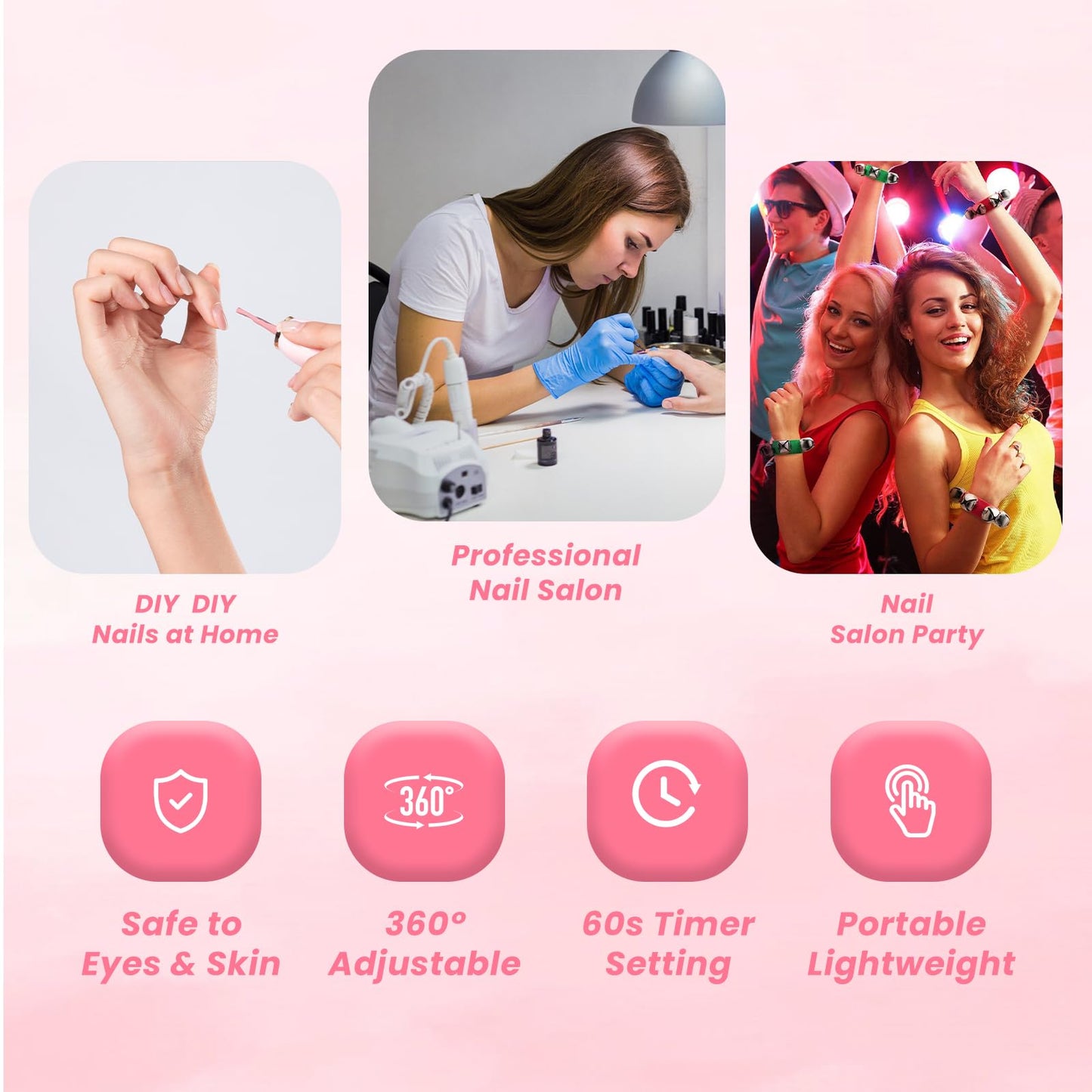 Touch UV Nail Light, Cordless Flash Cure Nail Lamp with Smart Touch and 60s Timer, Portable Mini Gooseneck UV Light for Gel Nails, Gel Nail Lamp for Home DIY Salon