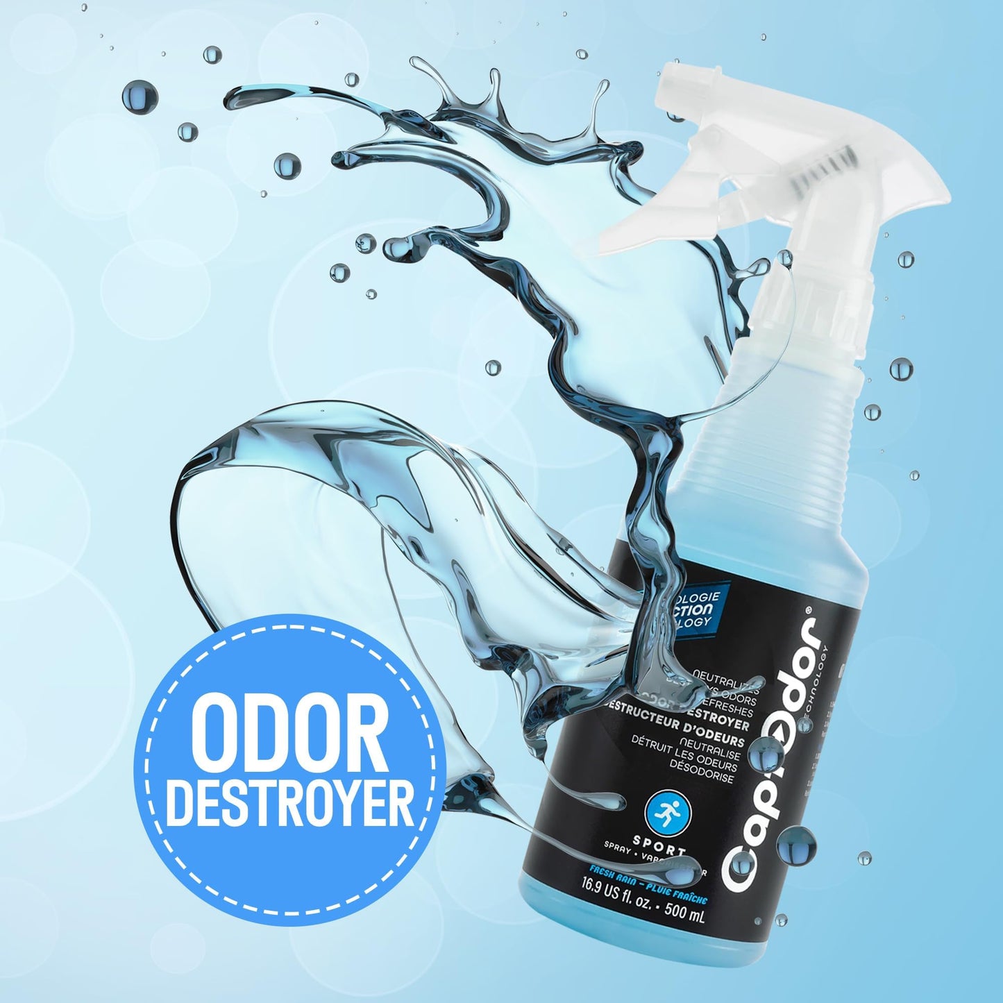 Captodor Sports Odor Eliminator Spray - Neutralizer & Refresher for Protective Equipment, Sportswear & Outdoor Gear (2 x 16.9 Fl Oz / 500 ml)
