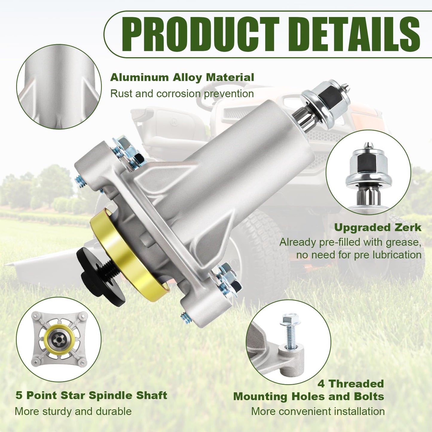Upgrade 532187292, 187292,192870,567253301 Lawn Mower Deck Spindle Assembly for H-usqvarna, Crafts-Man, P-oulan 192870 532192870 532187281, 587819701, 587125401 Fits 42", 46", 48", 54" Decks by Podoy
