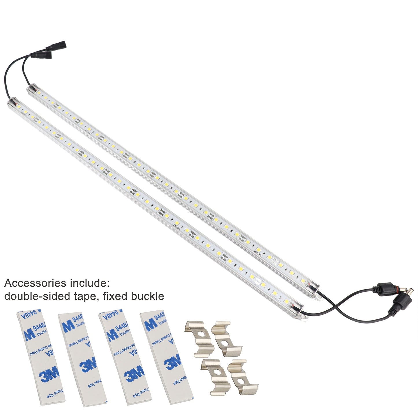 Aquarium Rigid LED Light Strips, Blue 12V DC Super Bright Waterproof Aluminum Marine Boat LED Lights Strip, 2 pc 20" Blue Light for Fish Coral Refugium and Reef Tank