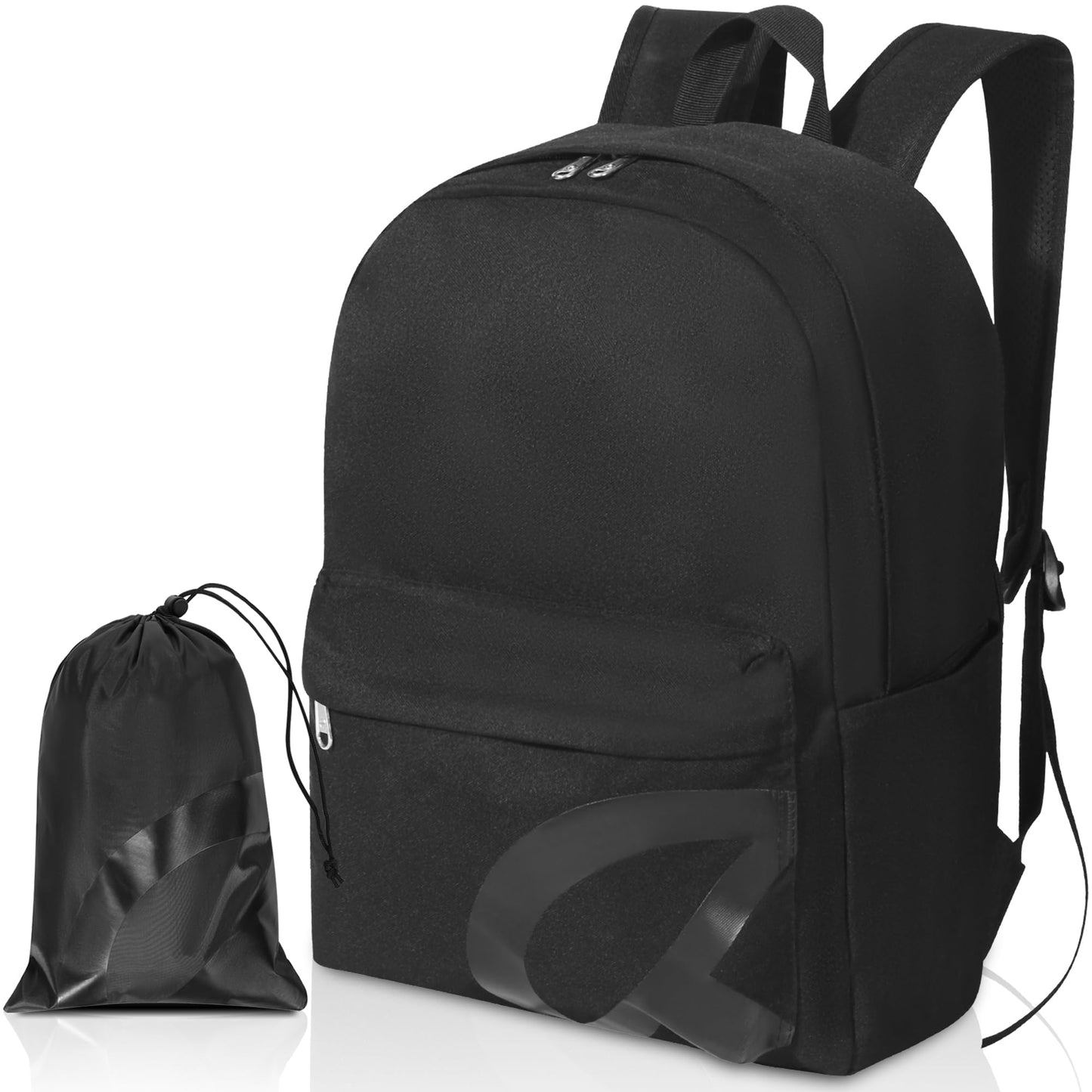 TRAILKICKER Backpack for School, Basic Bookbag 22L for Men Women Girls Boys Teens Middle School College, Durable Lightweight School Backpack with Drawstring Bag, 15 inch Laptop Compartment, Black