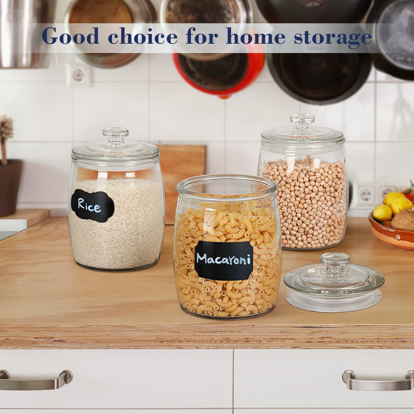 Ritayedet 64 OZ Cookie Jar, 2 Pack Glass Jars with Lids, Apothecary Jars for Laundry Room Organizers and Storage, Half gallon Wide Mouth Candy Container for Kitchen, Sugar, Flour, Rice, Cereal