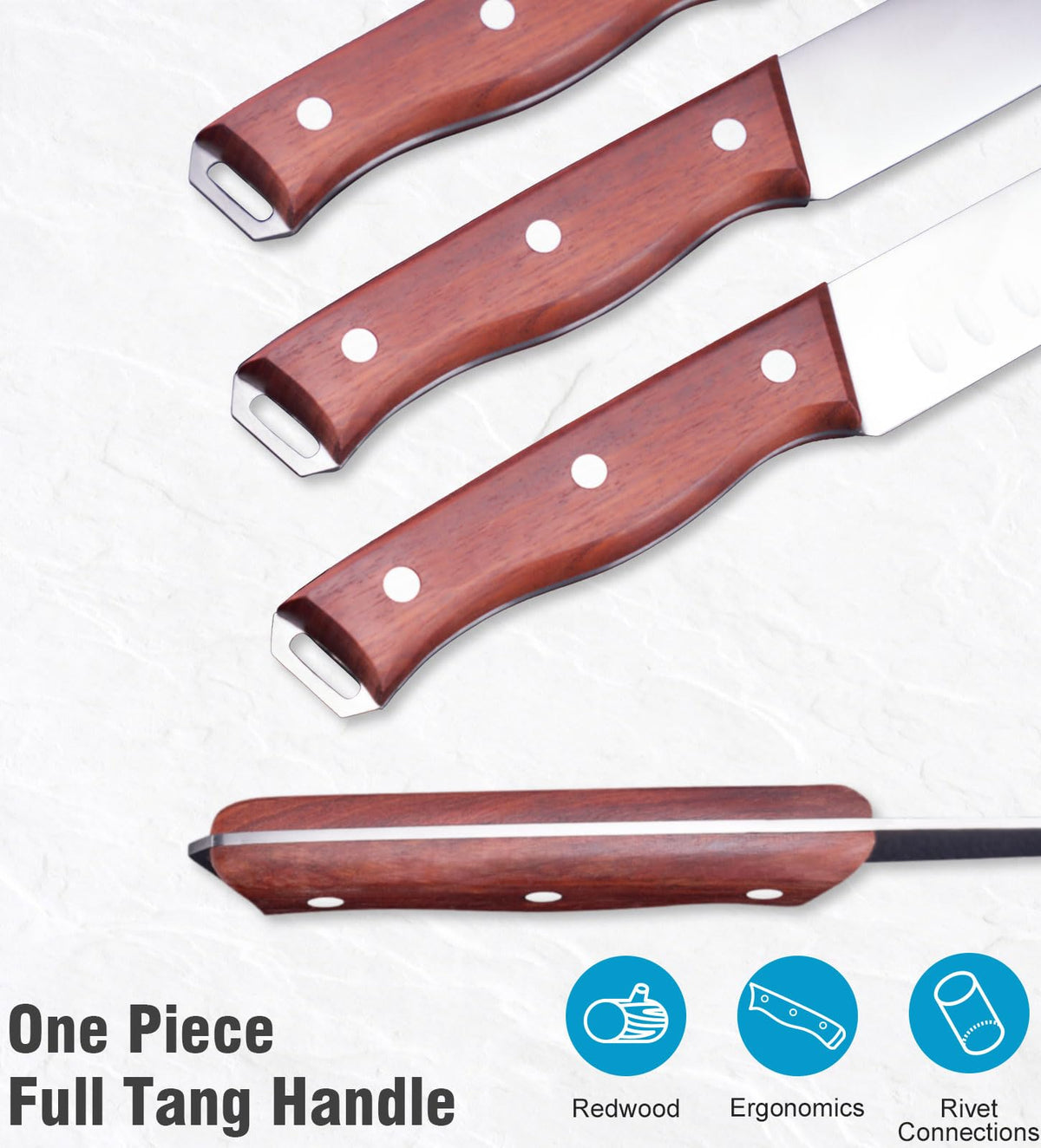 Naitesen 3PCS Professional Meat Knives Set, Butcher Knife, Very Sharp Brisket Carving Knife for BBQ Slicing Cutting Full Tang Rosewood Handle High Carbon Steel, Gifts for Men Women