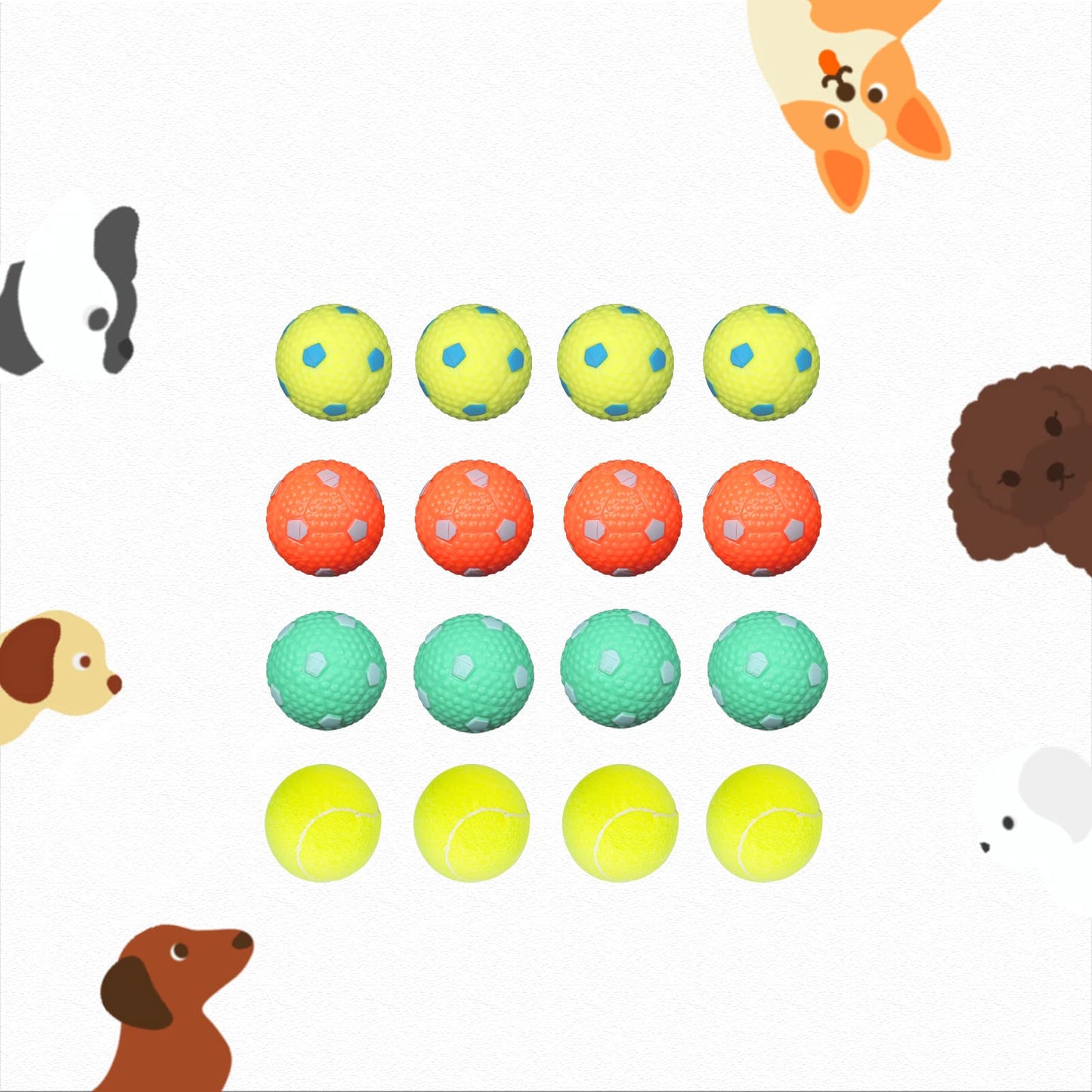 BESTHLS Dog Tennis Ball 2 inch Pet Toy Rubber Balls for Pet Puppy Tiny Small Dogs Fetching Exercise & Training (16 Pack)