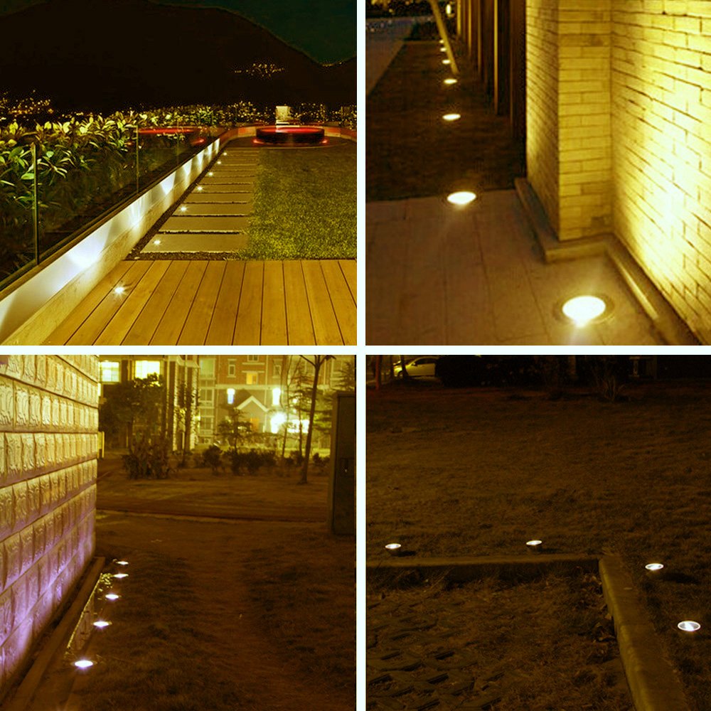 10PCS 32mm Outdoor Waterproof LED Deck Light Kit Landscape Recessed Lighting for Step Stair Yard Garden Patio Warm White