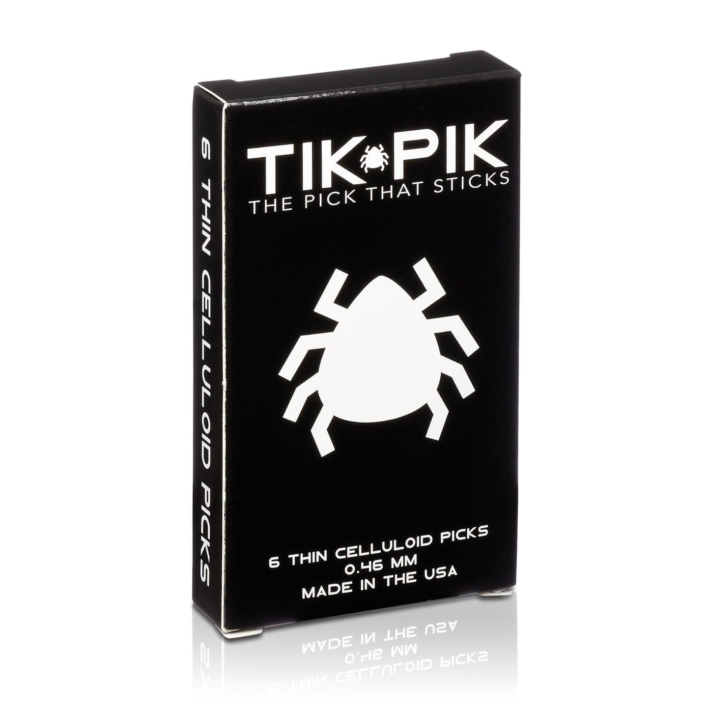 TIK PIK 6-Pack Guitar Picks for Acoustic & Bass Guitars | As Seen On Shark Tank | Black Thin Gauge