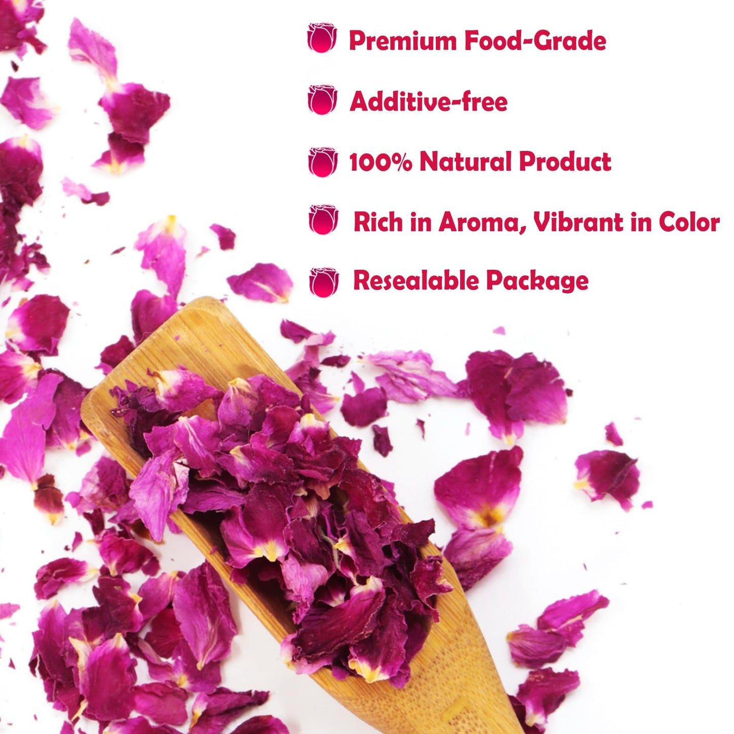 TEARELAE - Dried Rose Petals - 1.3oz/37g - Top-Grade Pure Natural Edible Rose Flowers - Use for Tisanes, Baking, Candle Making, Soap Making and Handicraft