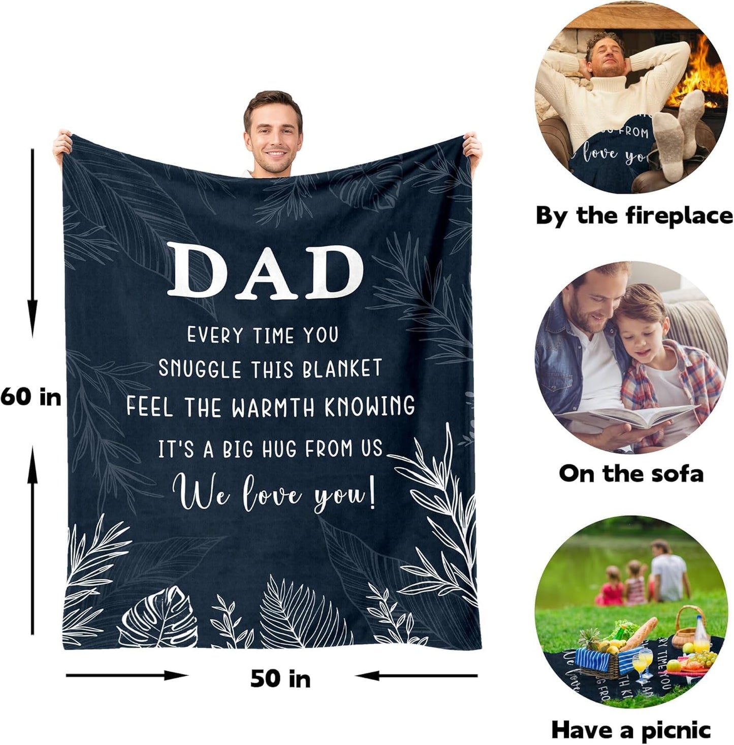 Dad Birthday Gift, Dad Gifts from Daughter Son, Gifts for Dad Blanket for Fathers Day Thanksgiving Christmas 50"X60"