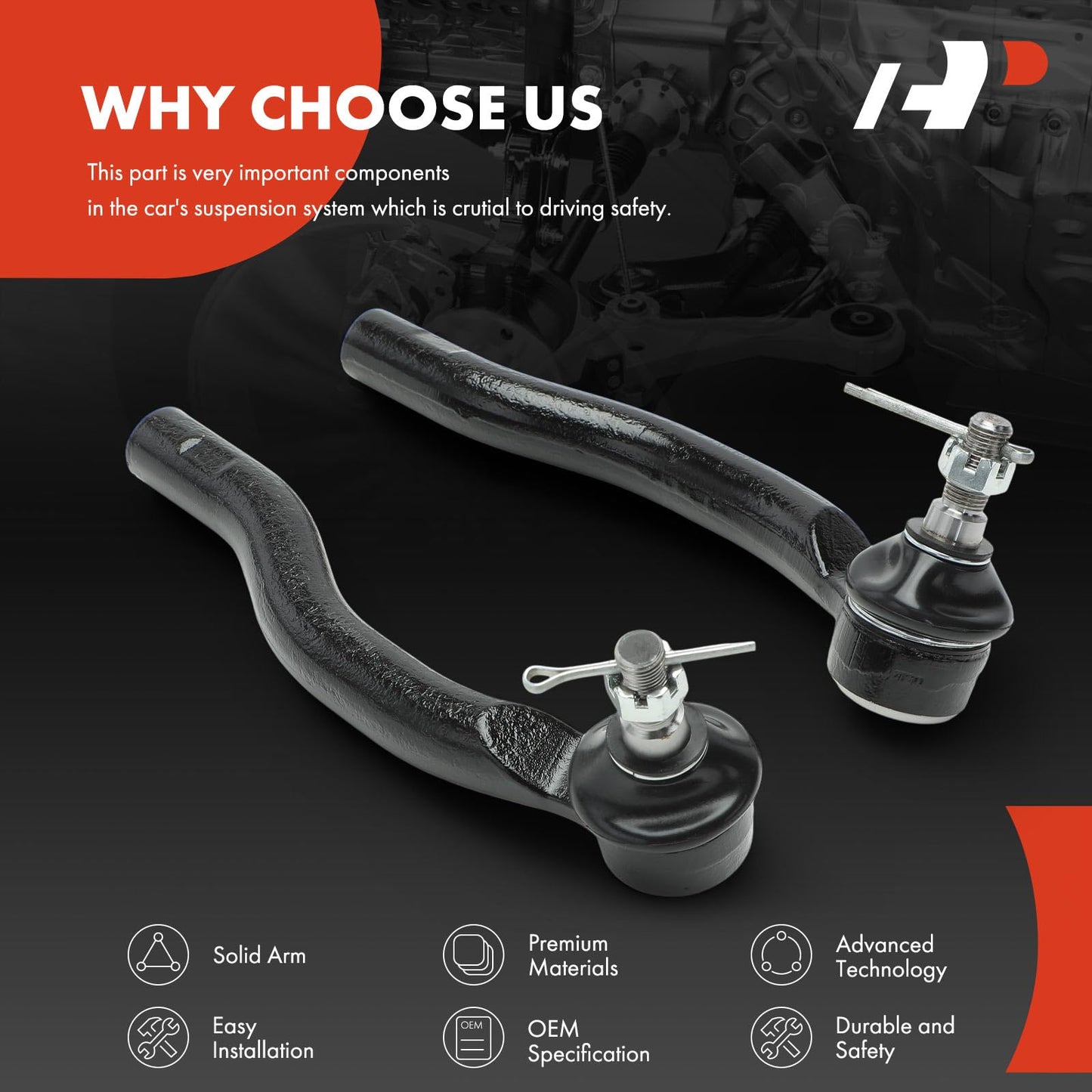 A-Premium 2 x Front Outer Tie Rod Ends, Compatible with Ford Edge 2007-2014 & Lincoln MKX 2007-2015