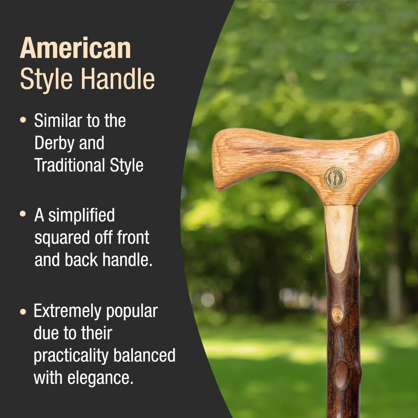 Brazos Handcrafted Wood Walking Cane, Twisted Hardwood, Wenge Style Handle, for Men & Women, Made in The USA, 34"