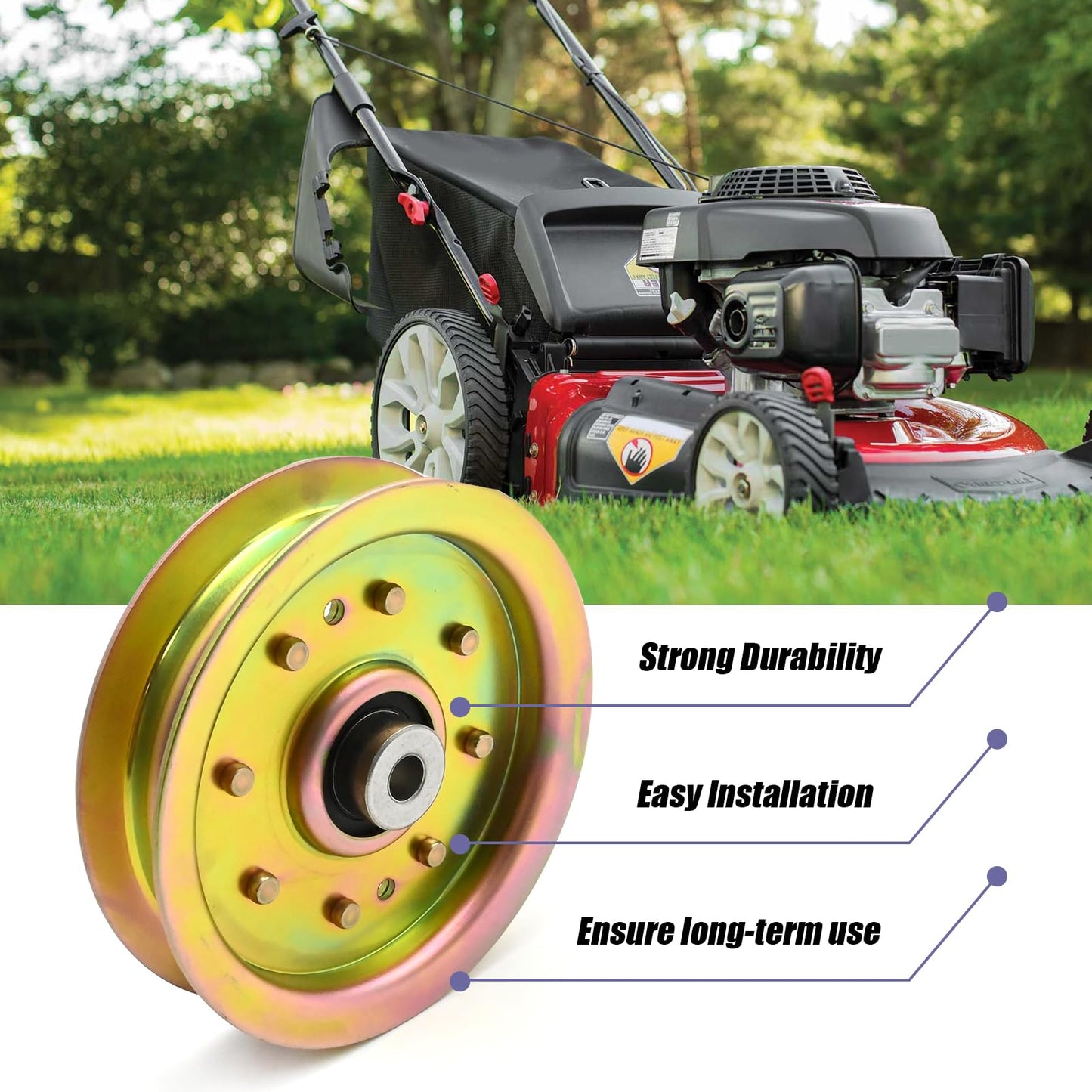 UOIENRT 956-04129 Flat Idler Pulley for 4 7/8”, Replacement for CUB Cadet Replacement for MTD Replacement for Troy-Bilt, Replaces 753-08171 756-04129