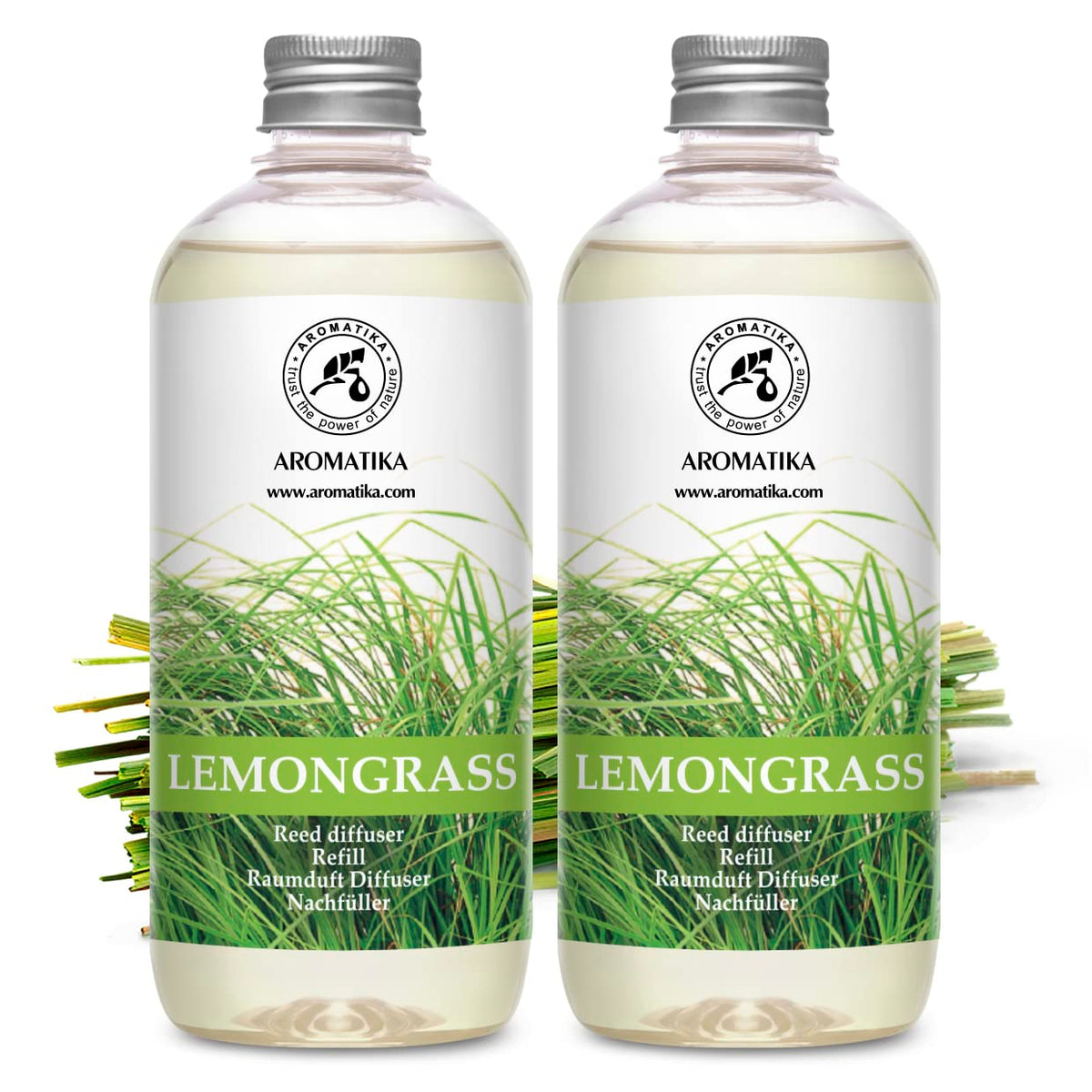 Lemongrass Diffuser Refill 1000ml (2 x 500ml) - Fresh & Long Lasting Fragrance - Refill Bottle with Natural Pure Essential Lemongrass Oil - Scented Reed Diffuser Oil - Aromatherapy - Spa - Kitchen