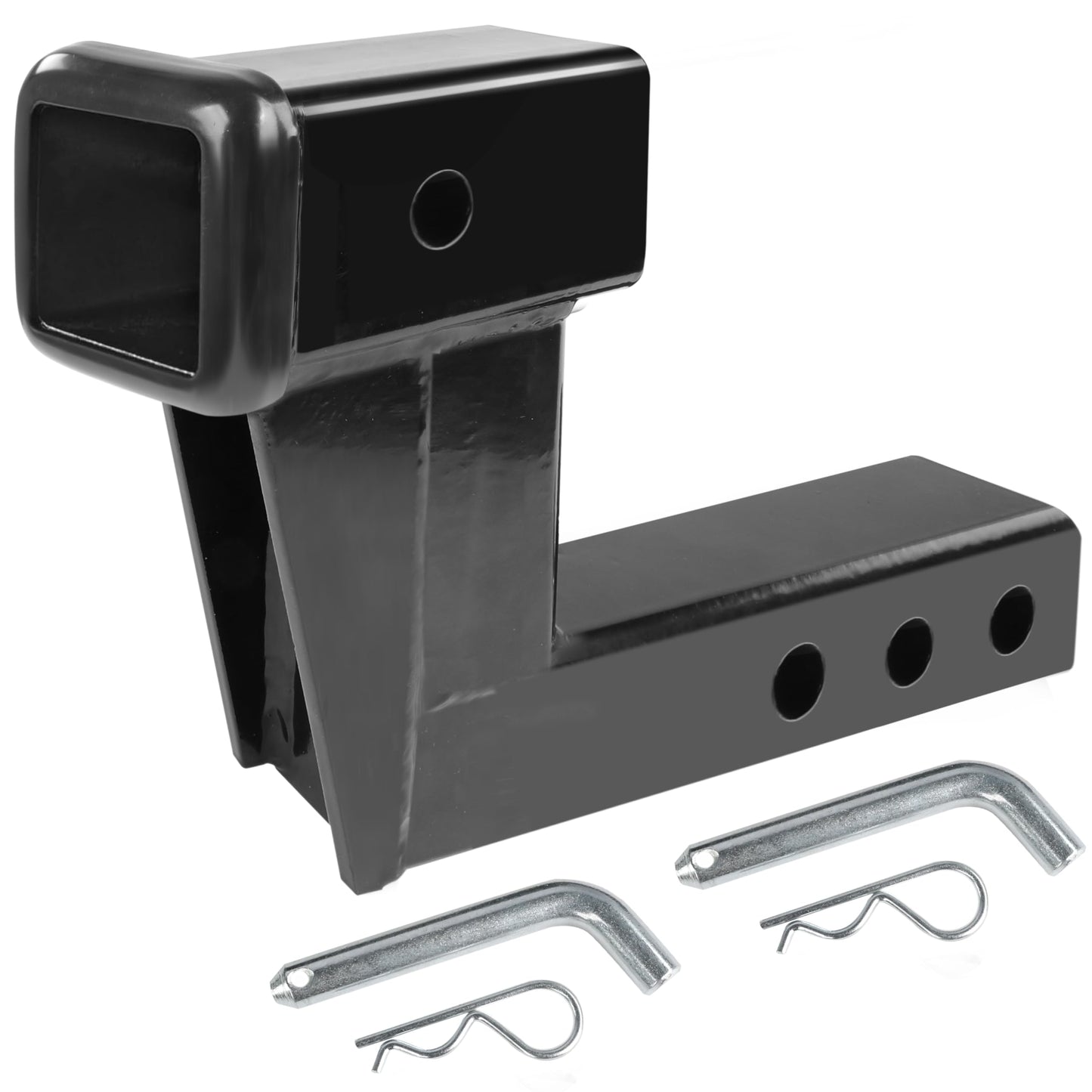 MaxxHaul 50909 Trailer Hitch Riser for 2 inch Receiver with 6 inch Rise & Drop with Solid Shaft, Trailer Hitch Accessories with 2 Pack Hitch Pins