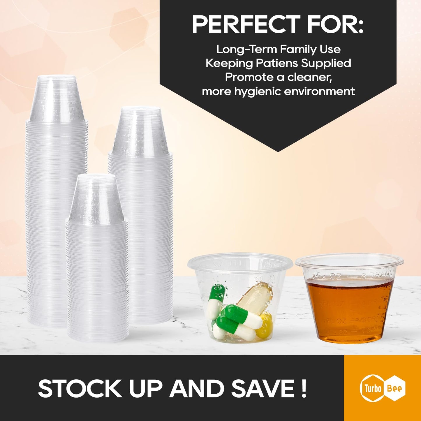 Turbo Bee 1200 Pack 1 OZ Disposable Medicine Cups (30 ml), Small Clear Plastic Measuring Cups for Liquid Medicine, Pills, Resin, and Epoxy