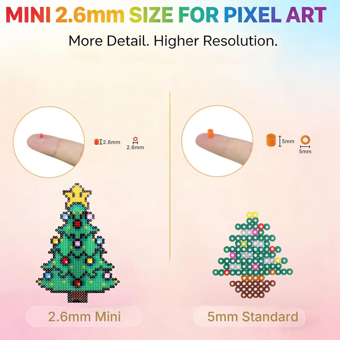 LIHAO 24000PCS Mini Fuse Beads 48 Colors 2.6MM DIY Iron Fuse Beads Decoration Toys Set (2 Pegboards + 2 Tweezers + 2 Ironing Papers)
