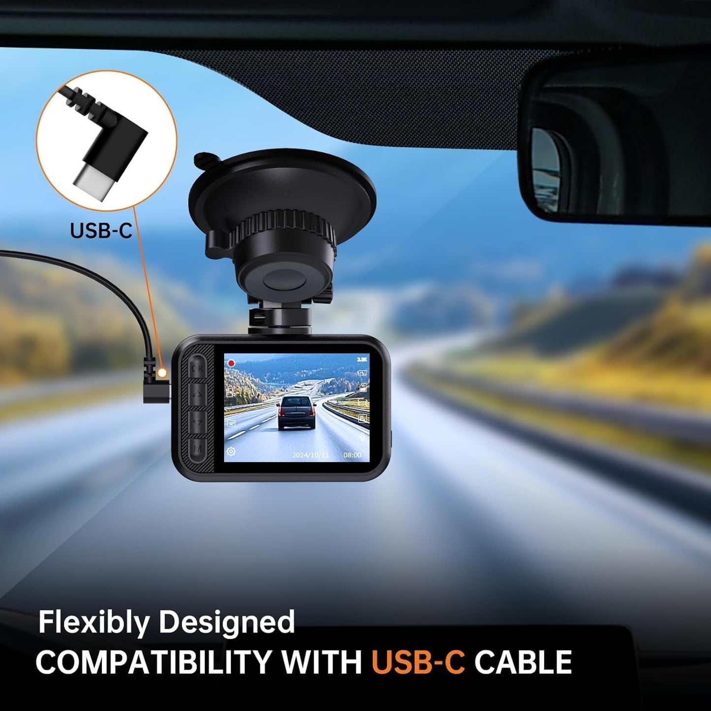 Dash Cam Front and Rear Camera, 2.5K+1080P QHD Dual Channel Dashcam for Cars, Mini Car Camera, 2 inch IPS Screen, 32GB Card Included, WDR Night Vision, 24 Hours Parking Monitor, G-Sensor
