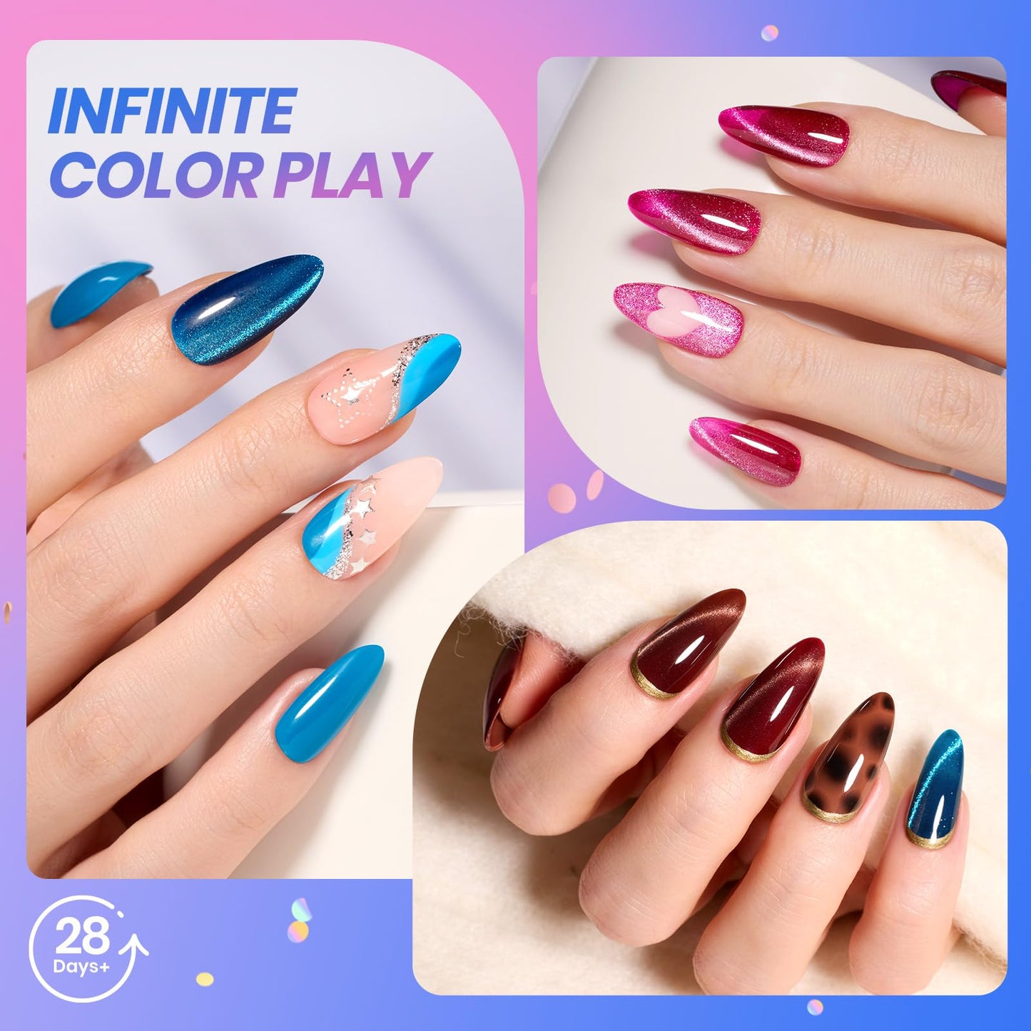 Beetles Gel Nail Polish Set - 75PCS 20 Colors Pink Blue Red Black Purple Glitter Cat Eye Base Glitter Glossy Matte Top Coat Beetles Deals Box Wandering Peace 20 Colors French Nails Gift for Women