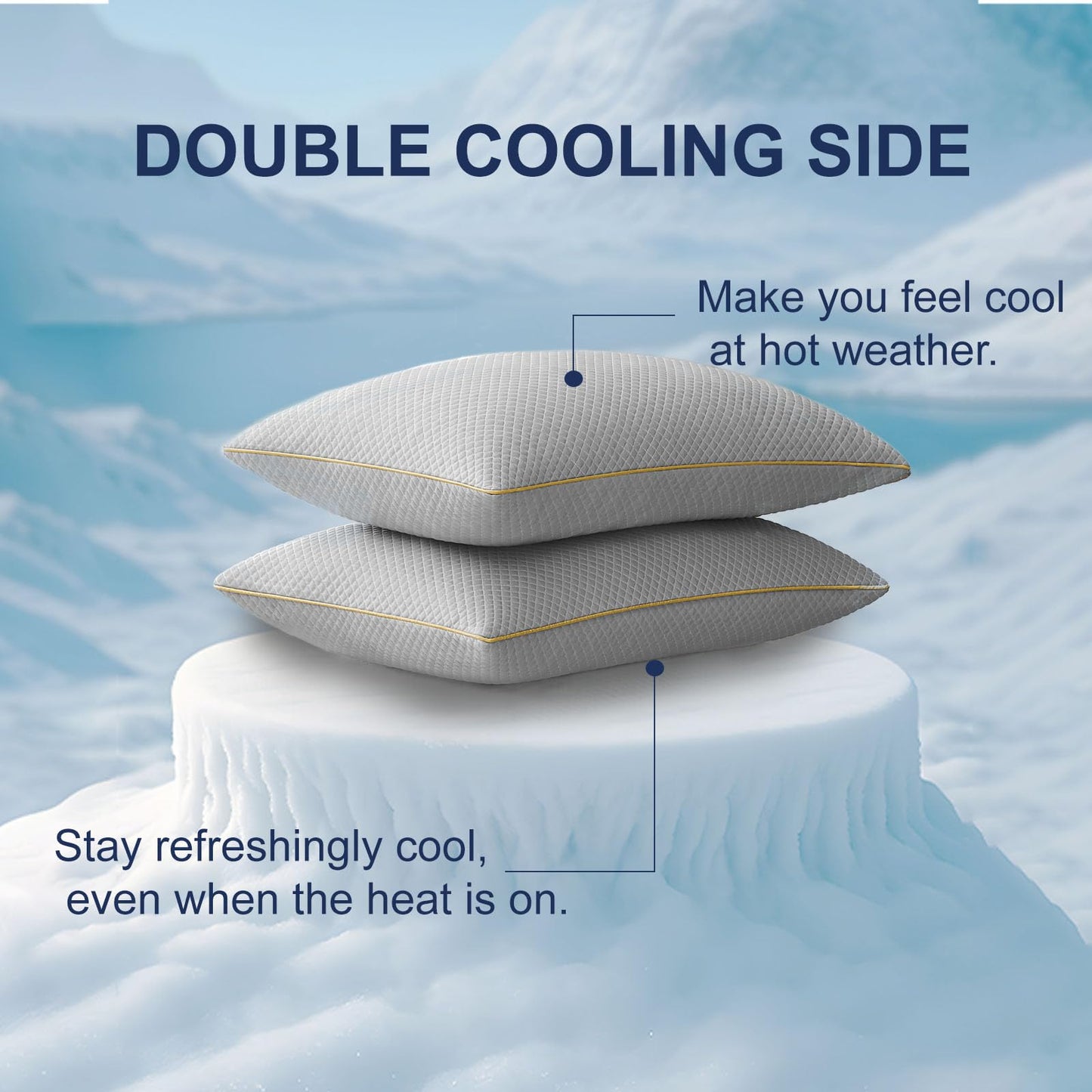 Moonrite Cooling Pillows Queen Size 2 Pack-Shredded Memory Foam Pillow with Machine Washable Cover for Hot Sleepers,Adjustable Bed Pillow for Side/Back/Stomach Sleepers,Grey,20x36 Inches