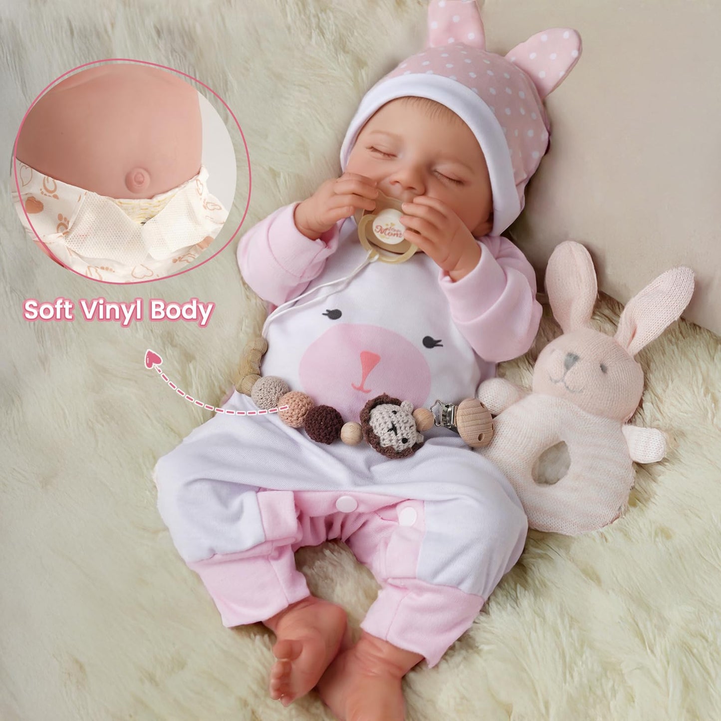 BABESIDE Lifelike Reborn Baby Dolls - 20-Inch Sweet Smile Realistic-Newborn Vinyl Reborn Baby Doll Silicone Full Body Sleeping Baby Girl Real Life Baby Dolls Set for Kids