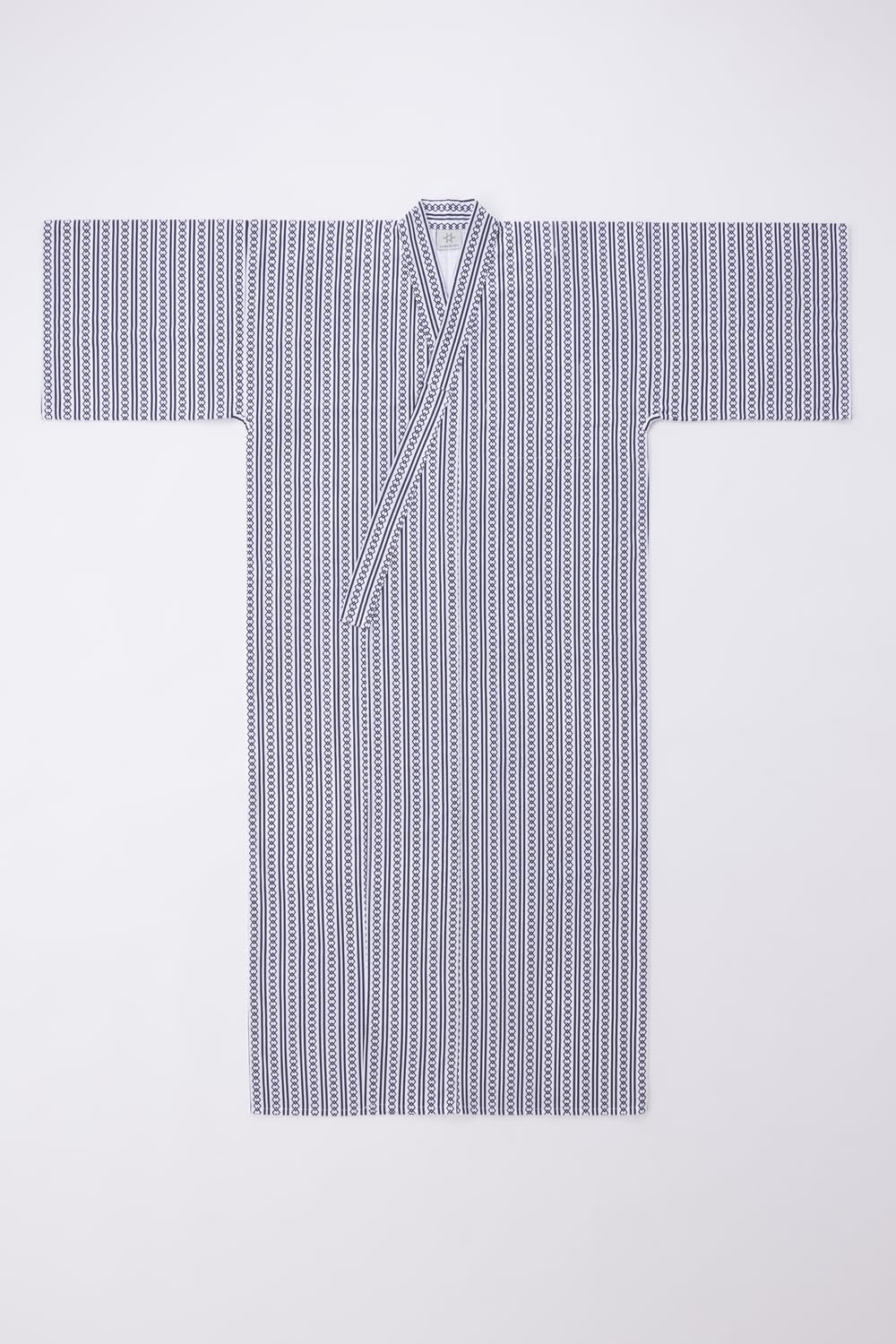 Koremono Mens Tatekan Yukata, Lightweight Summer Robe, 100% Cotton, Made in Japan (CA/US, Alpha, XX-Large, Big, Regular, White)