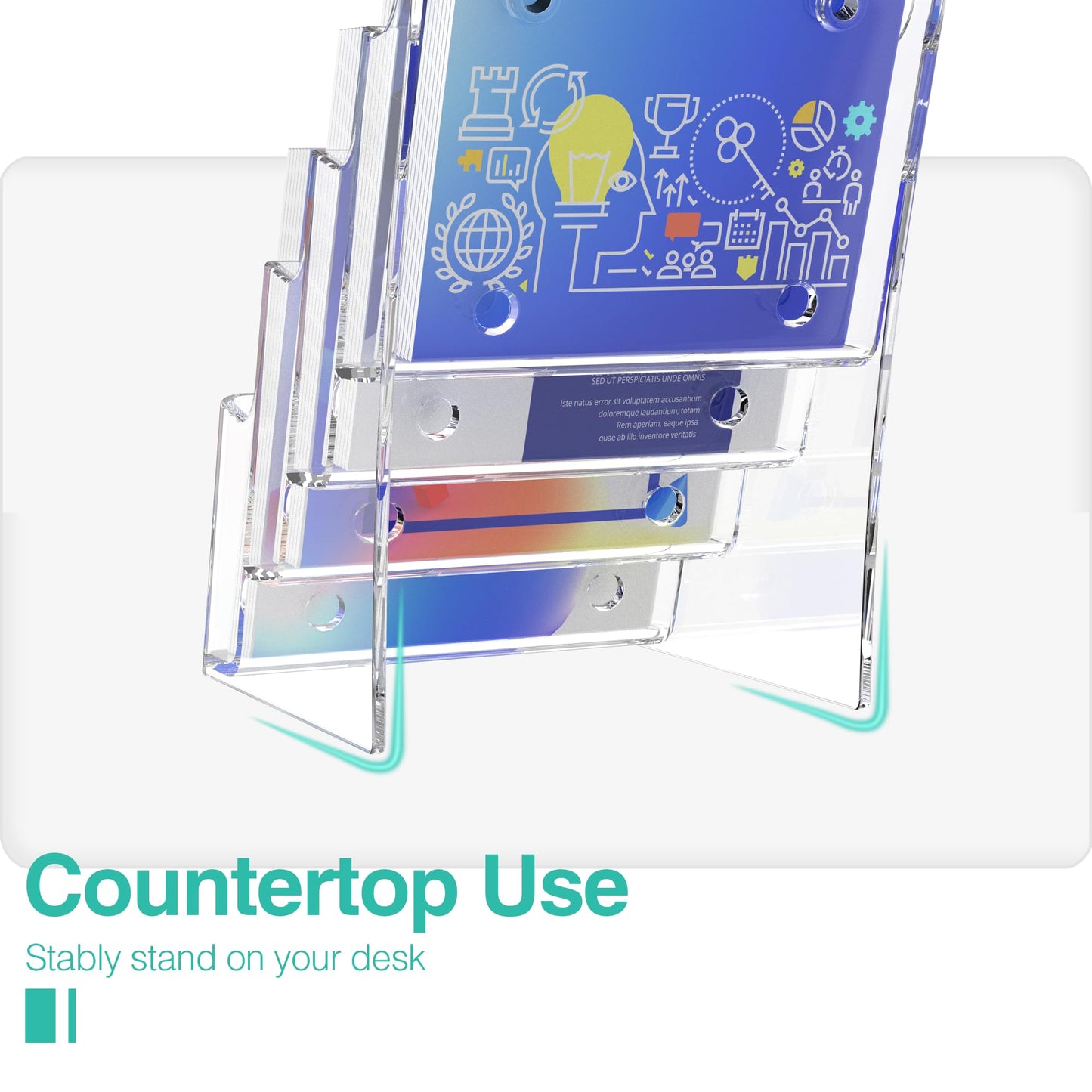HLF-ho Brochure Holder 6x9 Inch 4 Tier Acrylic Literature Holders Clear Plastic Flyer Display Stand Countertop Use or Wall Mount Pamphlet Holder Organizer for Office, Lobby, Hotel, Trade Show, 2 Pack