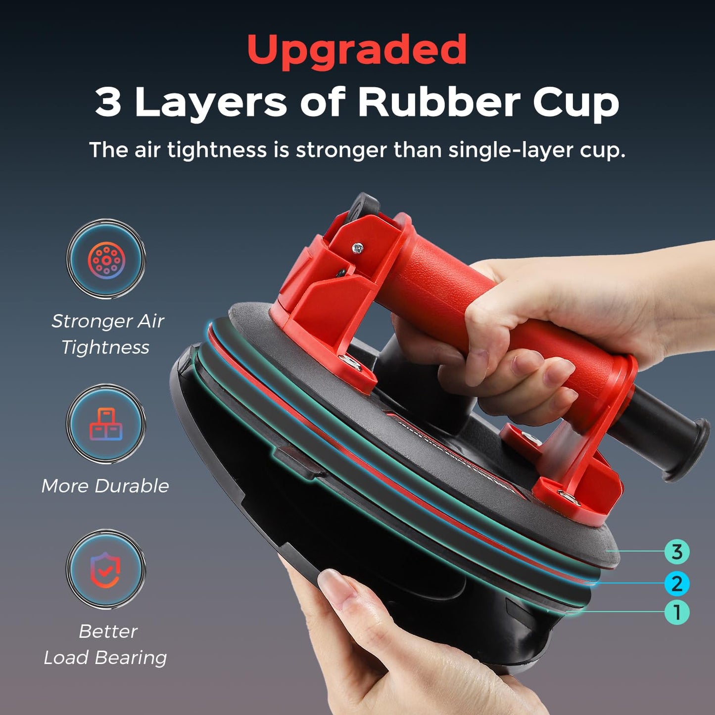 Bonvoisin 8" Glass Suction Cups to Lift Large Glass, 2 Pack Heavy Duty Suction Cup, Vacuum Suction Cups with Pressure Gauge for Tile, Window, Windshield Replacement Load Capacity 330LBS