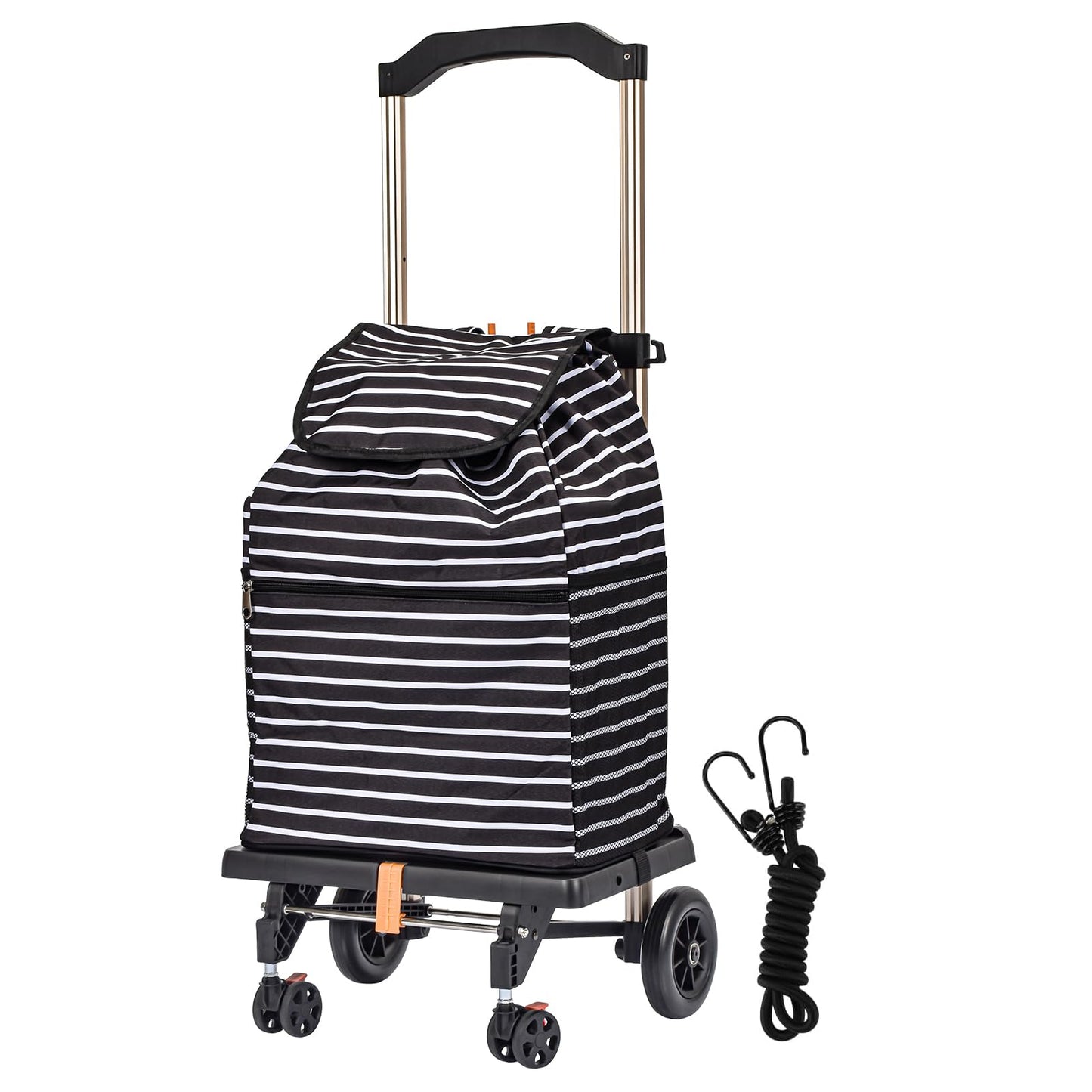 Rsemkkxce Shopping Cart with Wheels, Foldable Shopping Cart for Transportation and Camping Shopping Trolley