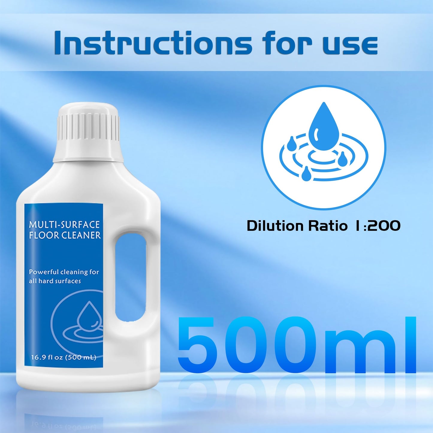 4Pcs 500ml Floor Cleaning Solution,Compatible with Dreame H11, H11 Max, H12 PRO, H12S AE, H15 Wet Dry Vacuum, Floor Cleaner Liquid Refill for Multiple Surfaces Floor Cleaner Liquid Refill