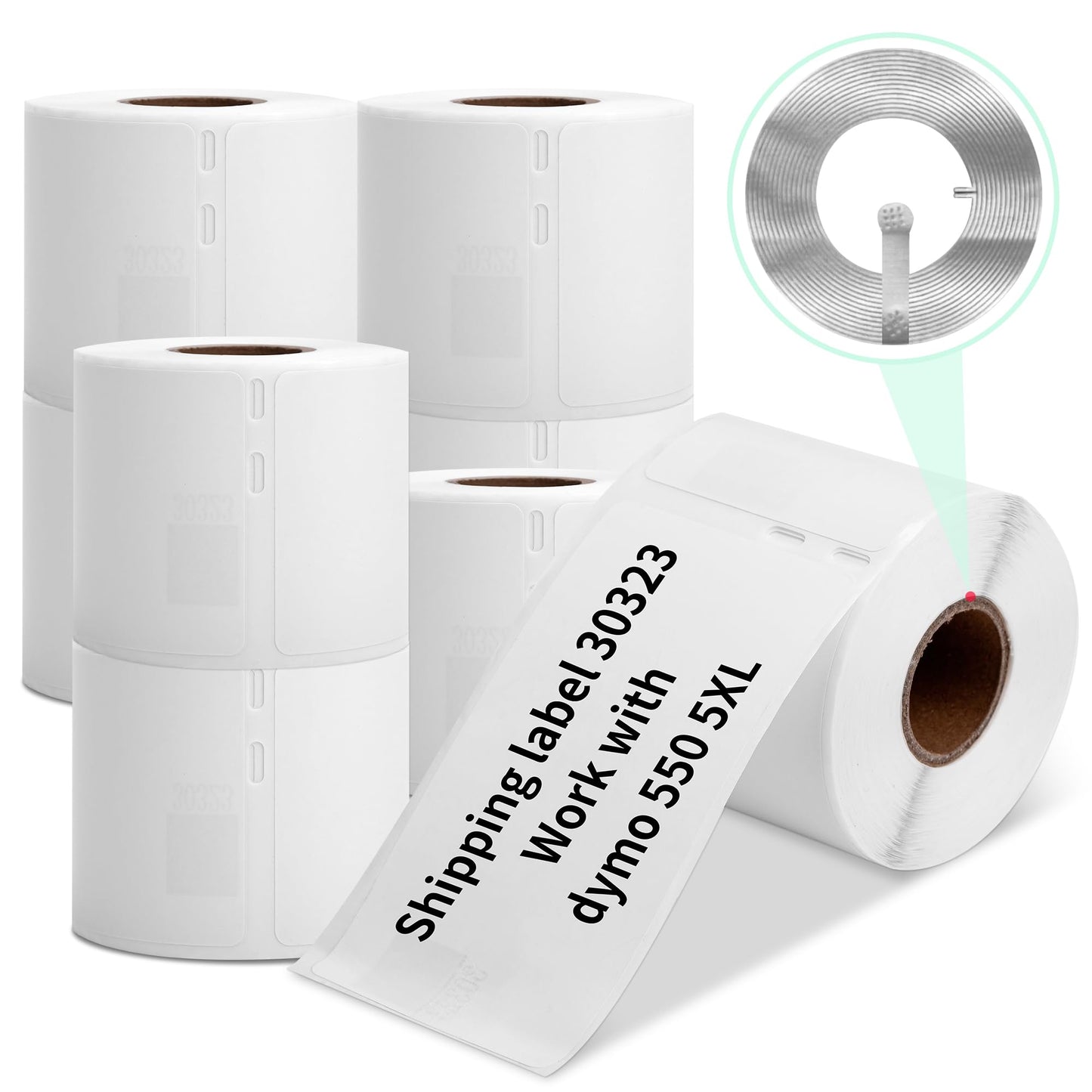 8 Rolls Compatible with Dymo LabelWriter 550 Shipping/Address Label 30323 (2-1/8" x 4") for Label Writer 5XL, 450 Desktop Printers, 200/ Roll, Chip in