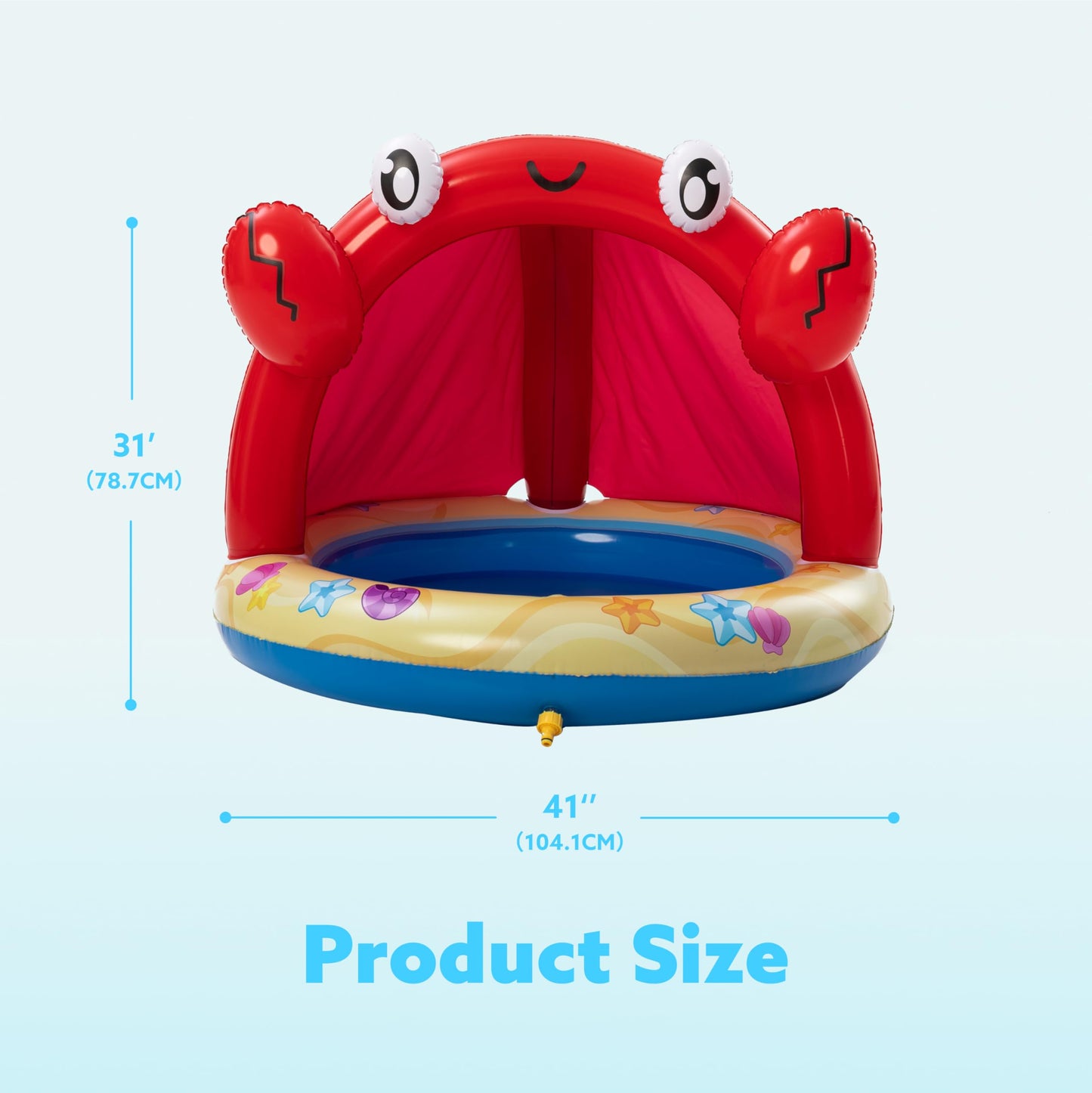 Sloosh Kiddie Pool with Canopy Baby Pool Inflatable Crab Sprinkler, Wading Pool for Learning,Children’s Sprinkler Pool,Kiddie Water Pool Toys,Outdoor Swimming Pool for Kids